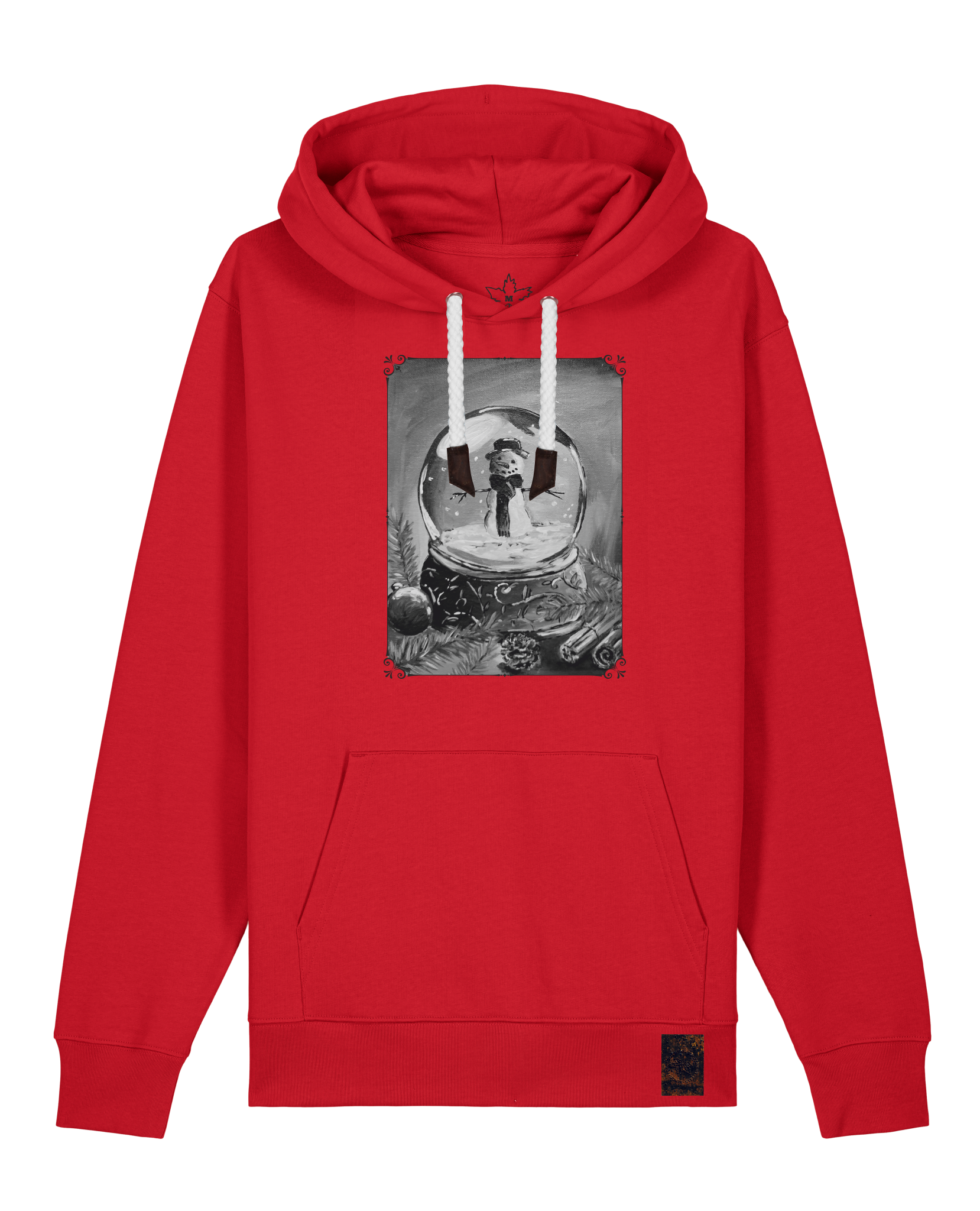 bio-unisex-medium fit-hoodie-schneekugel-stsu177-erdbeere-weiße kordel-front