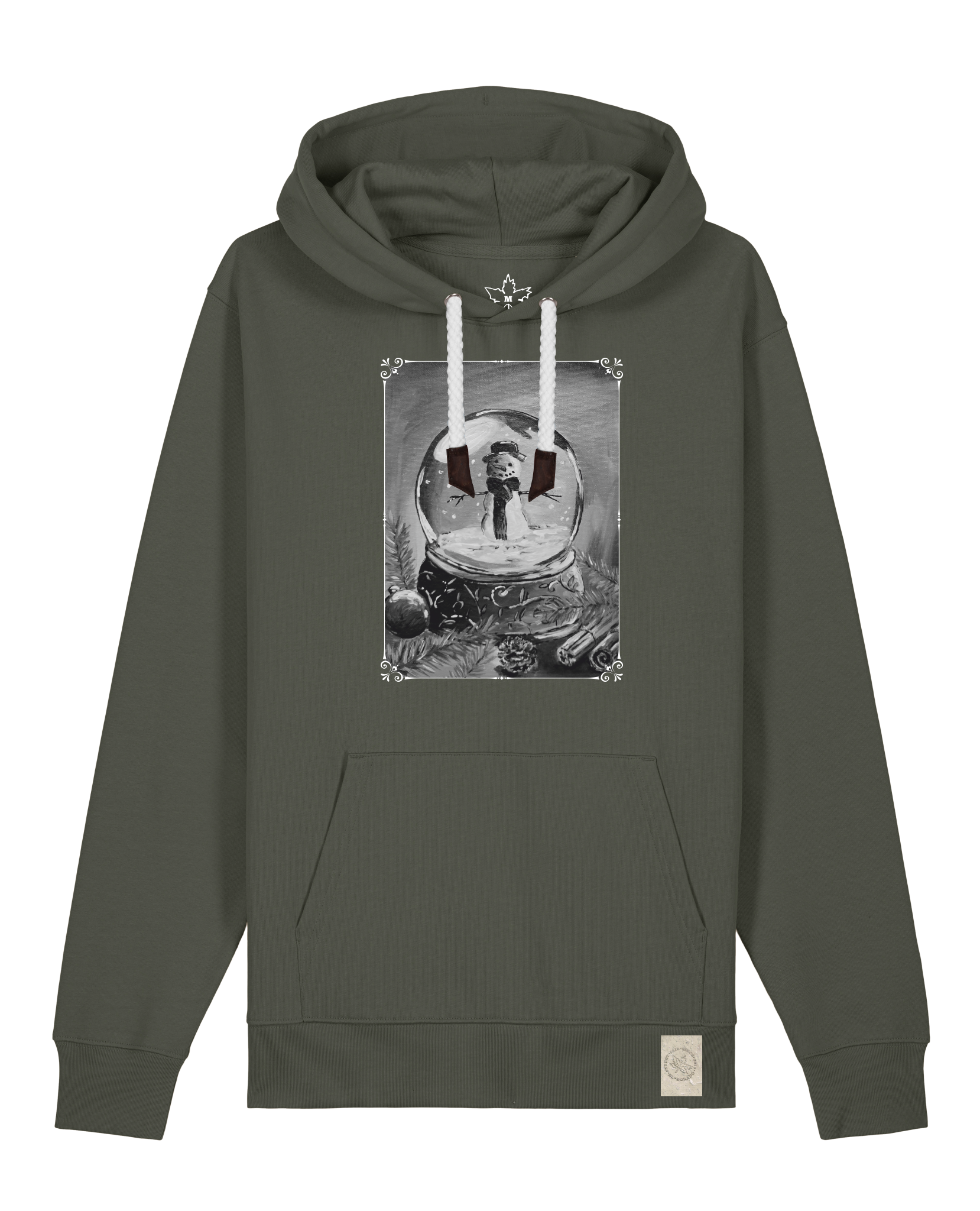 bio-unisex-medium fit-hoodie-schneekugel-stsu177-grunkohl-weiße kordel-front
