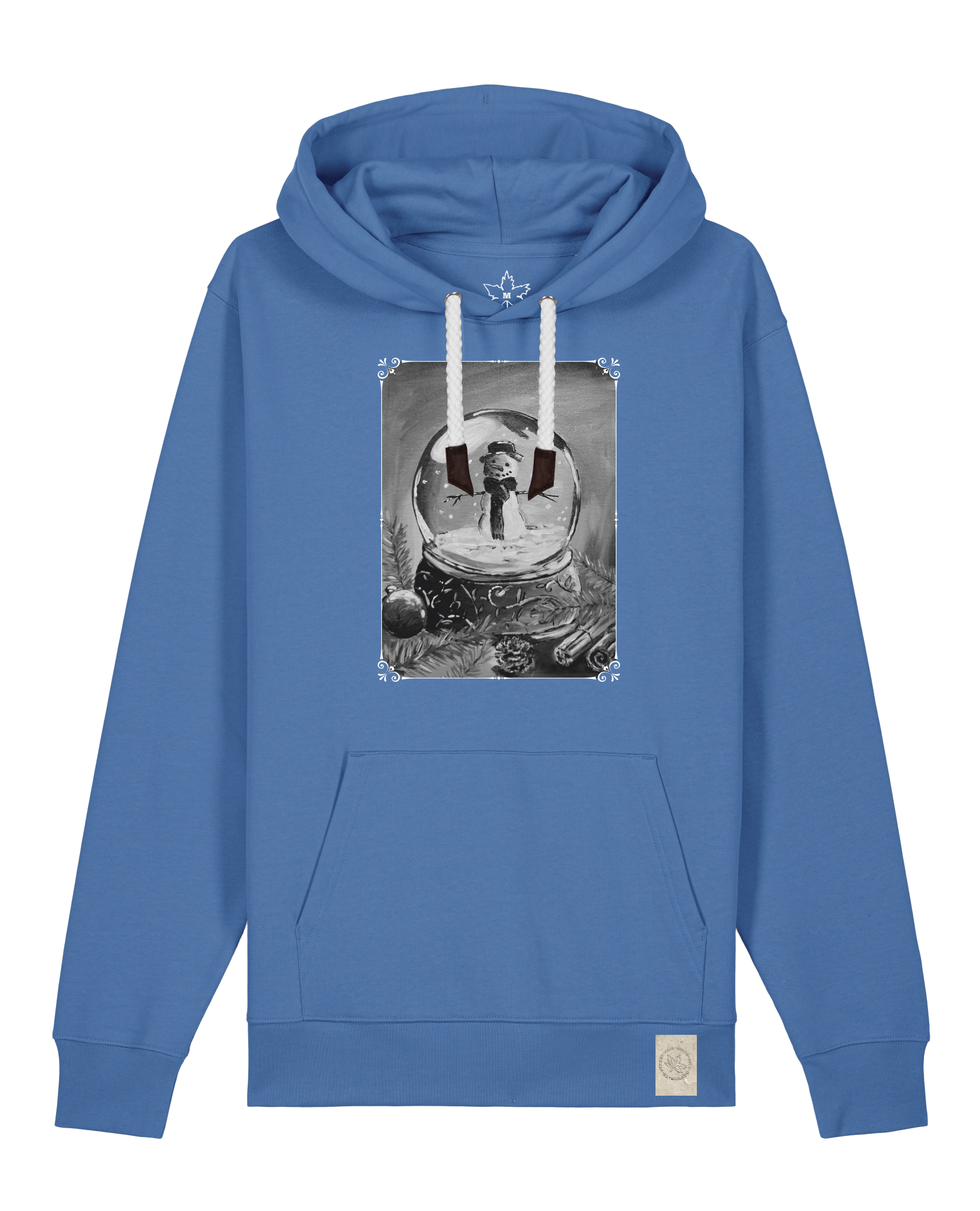 bio-unisex-medium fit-hoodie-schneekugel-stsu177-hortensie-weiße kordel-front