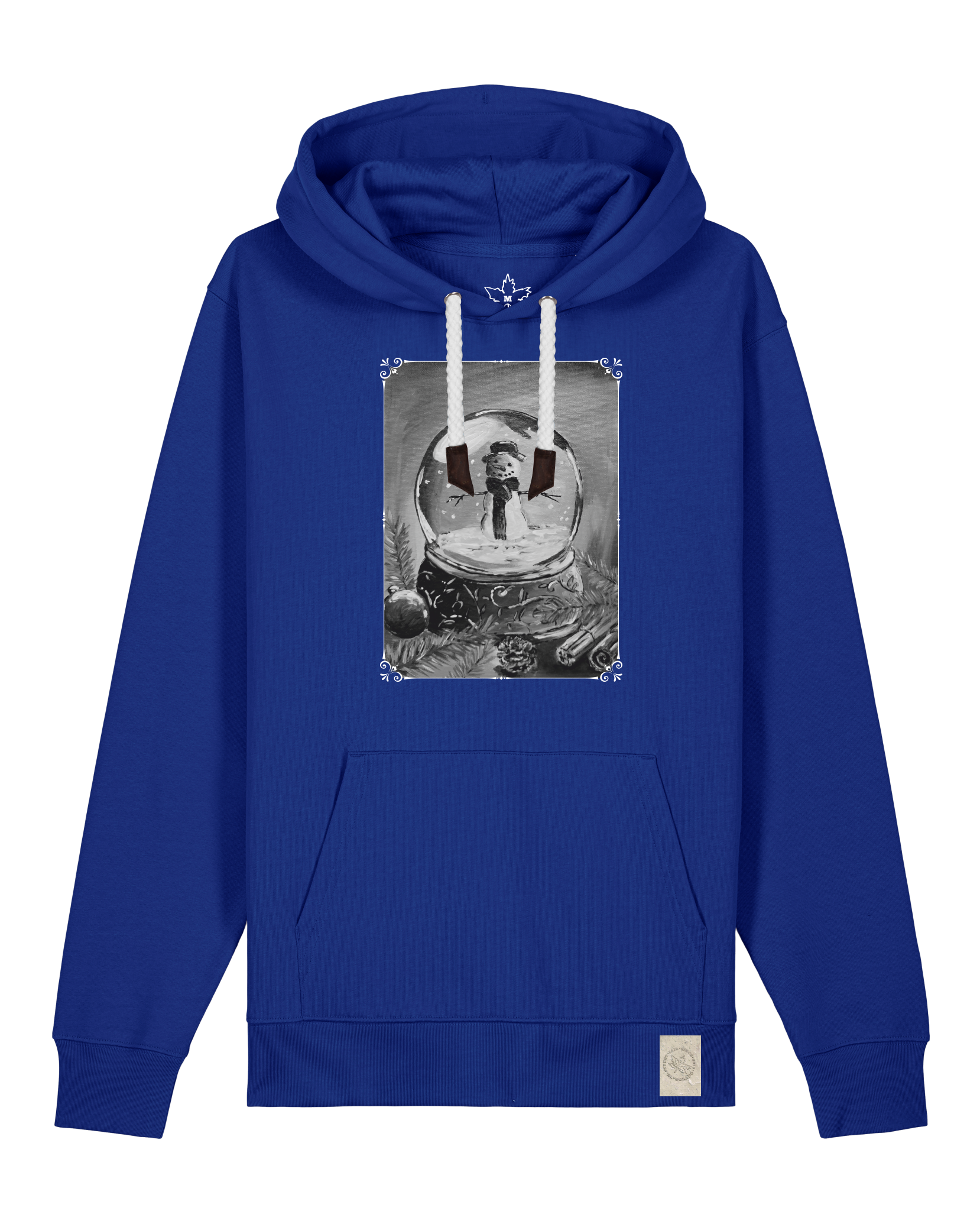bio-unisex-medium fit-hoodie-schneekugel-stsu177-kornblume-weiße kordel-front