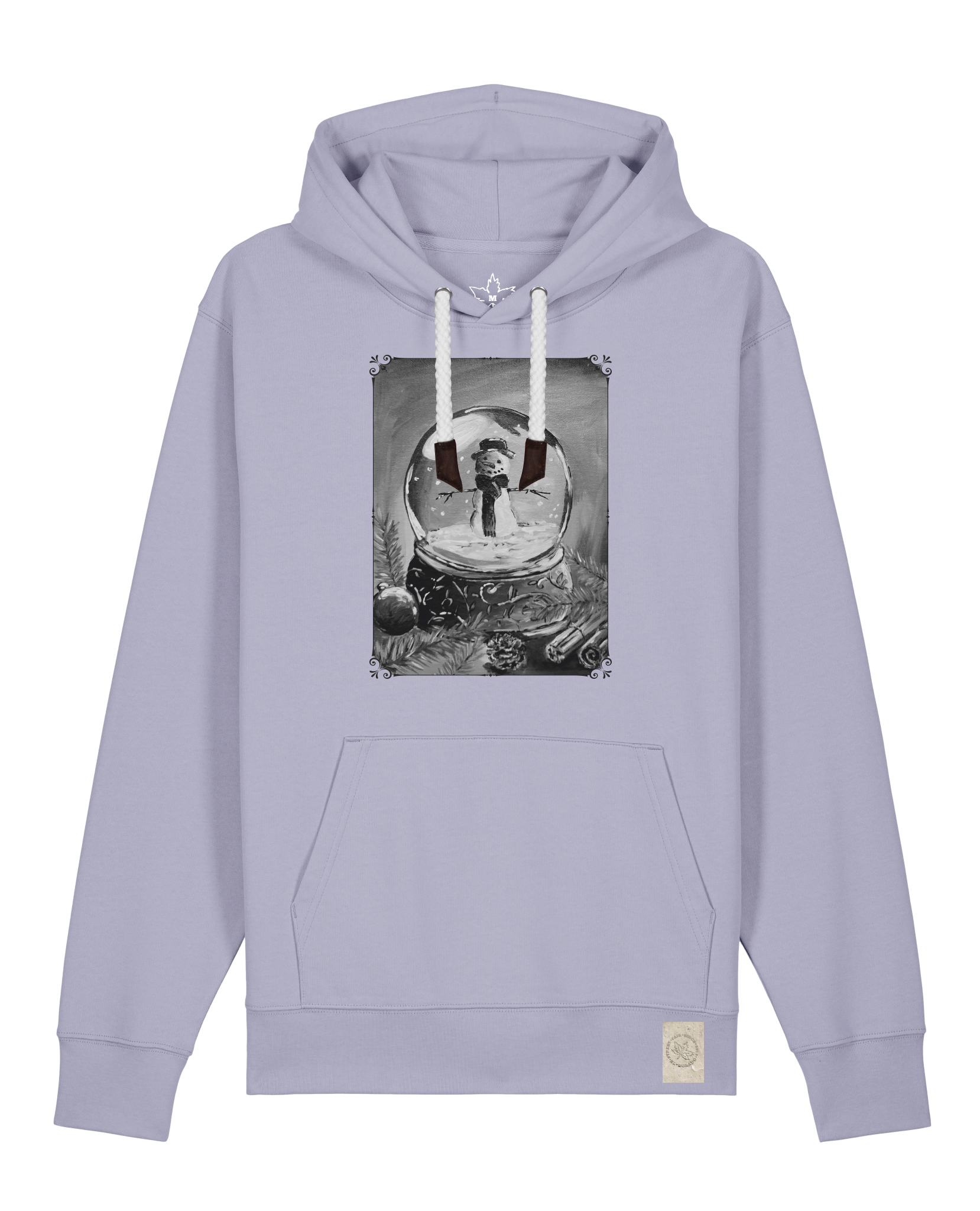bio-unisex-medium fit-hoodie-schneekugel-stsu177-lavender-weiße kordel-front