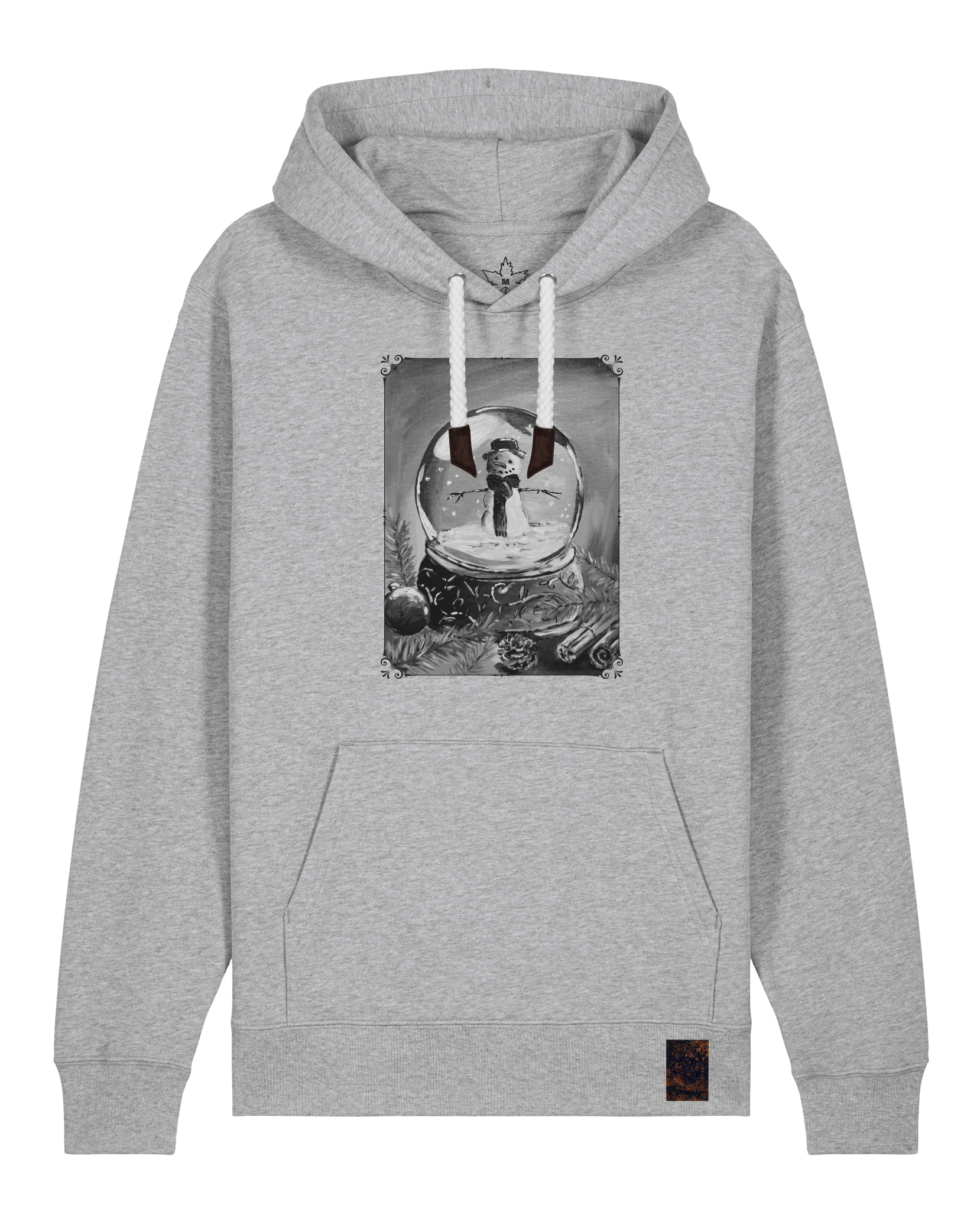 bio-unisex-medium fit-hoodie-schneekugel-stsu177-mausgrau-weiße kordel-front