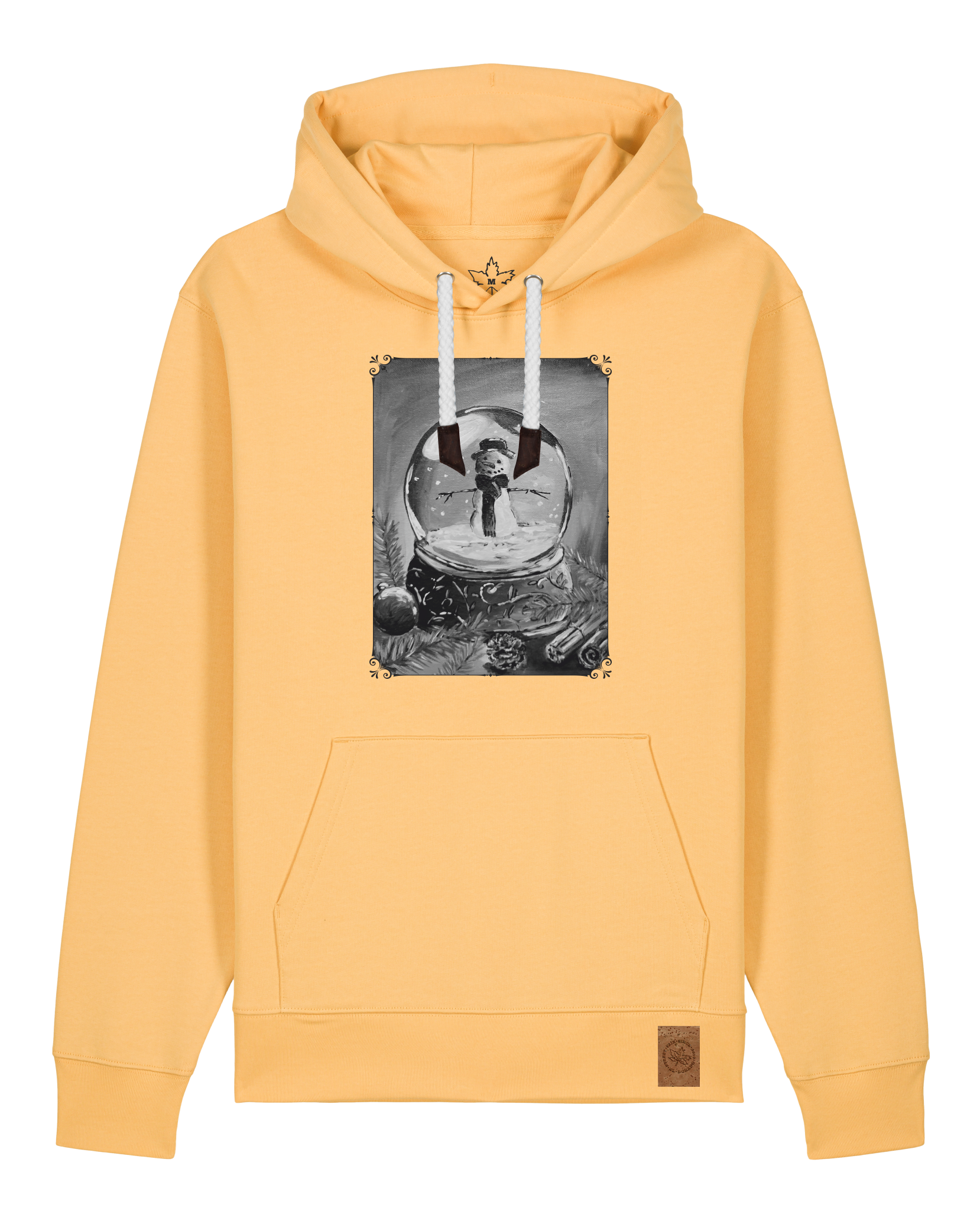 bio-unisex-medium fit-hoodie-schneekugel-stsu177-senfkorn-weiße kordel-front