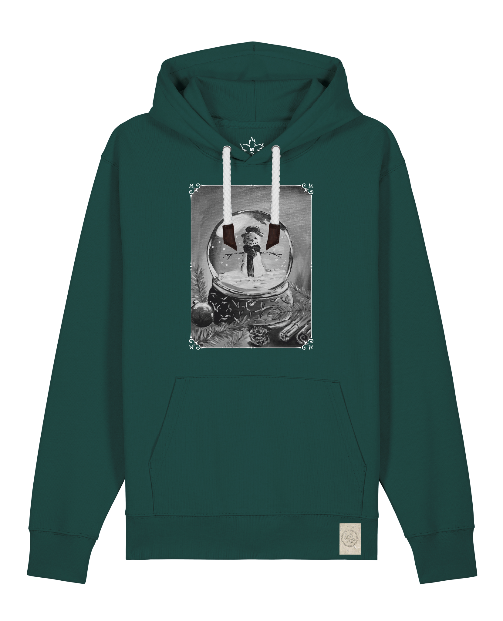 bio-unisex-medium fit-hoodie-schneekugel-stsu177-spirulina-weiße kordel-front