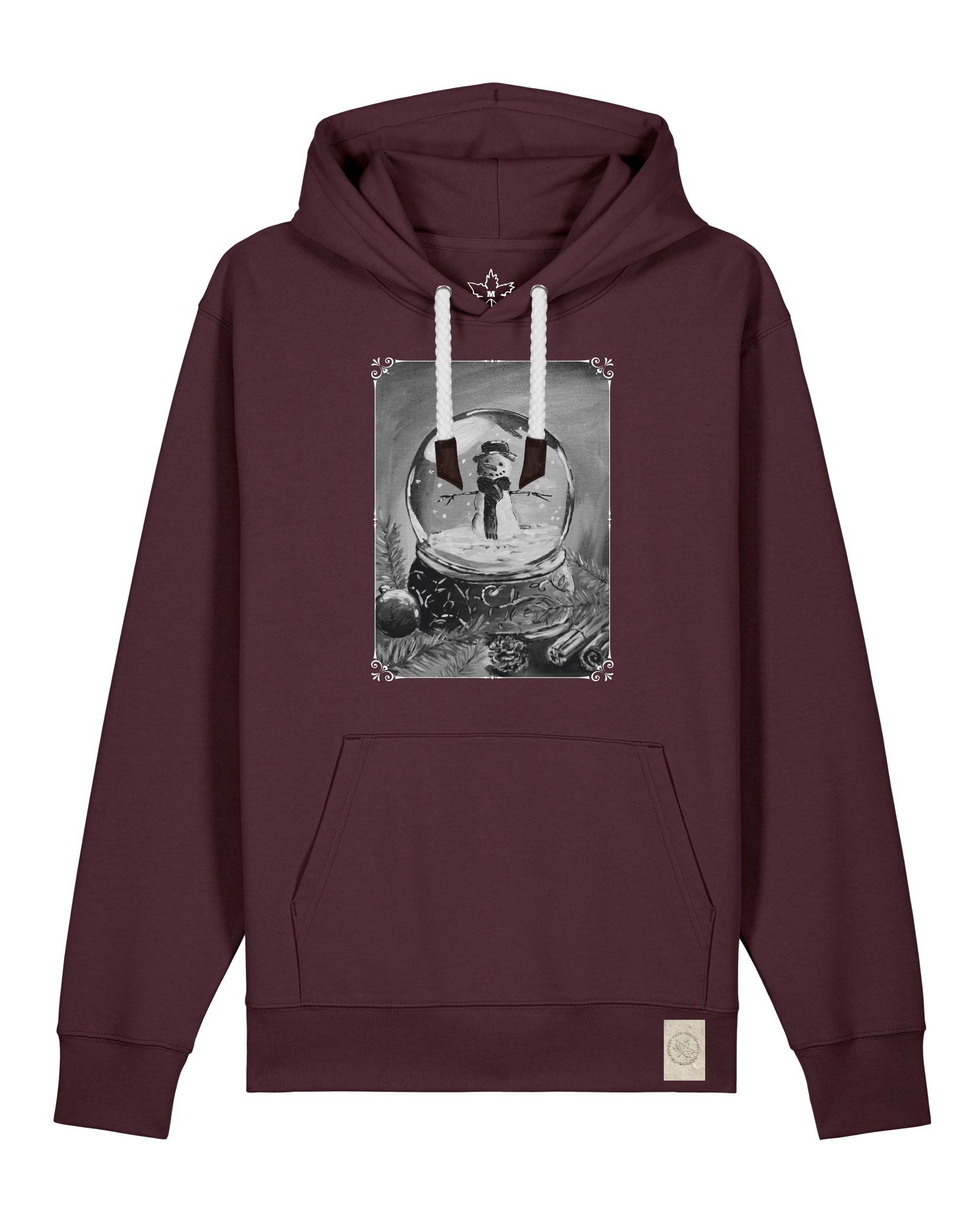 bio-unisex-medium fit-hoodie-schneekugel-stsu177-zartbitter-weiße kordel-front