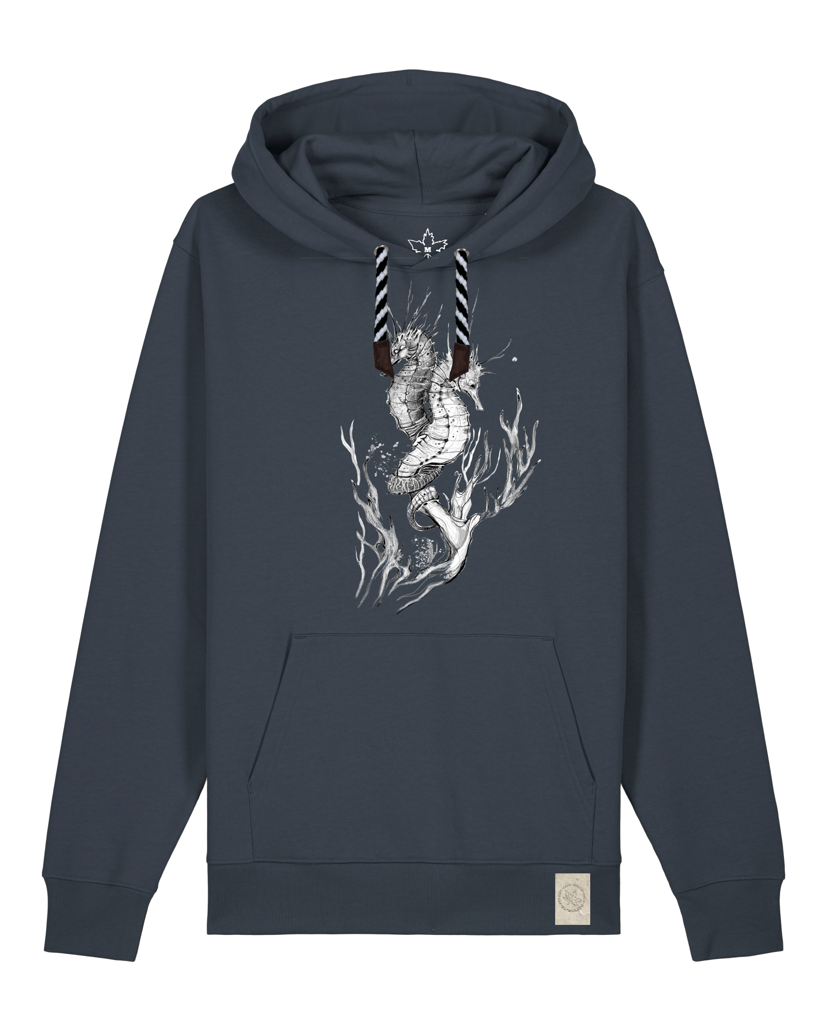 bio-unisex-medium fit-hoodie-seepferdchen-stsu177-blaubeernacht-sw kordel-front