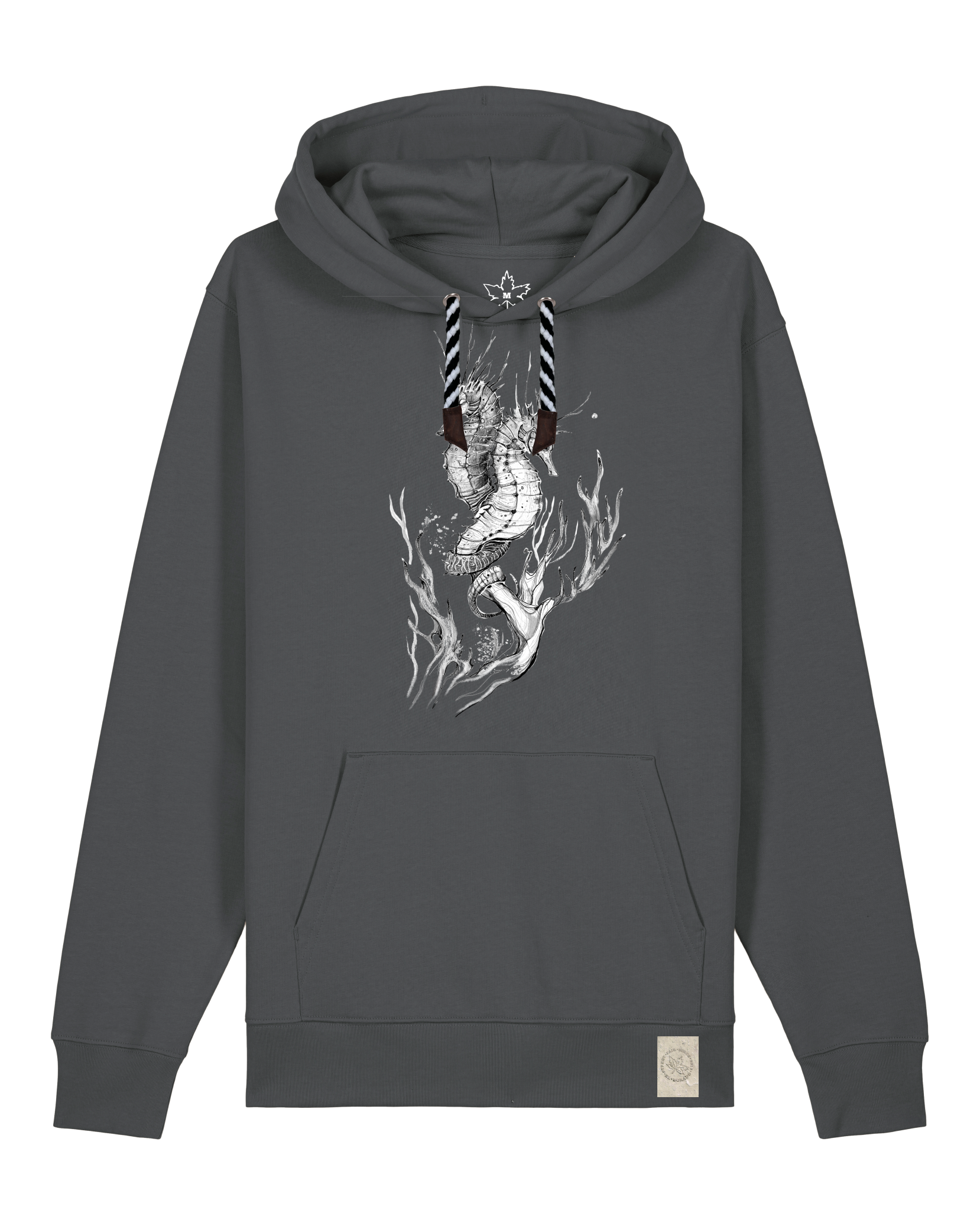 bio-unisex-medium fit-hoodie-seepferdchen-stsu177-eisen-sw kordel-front