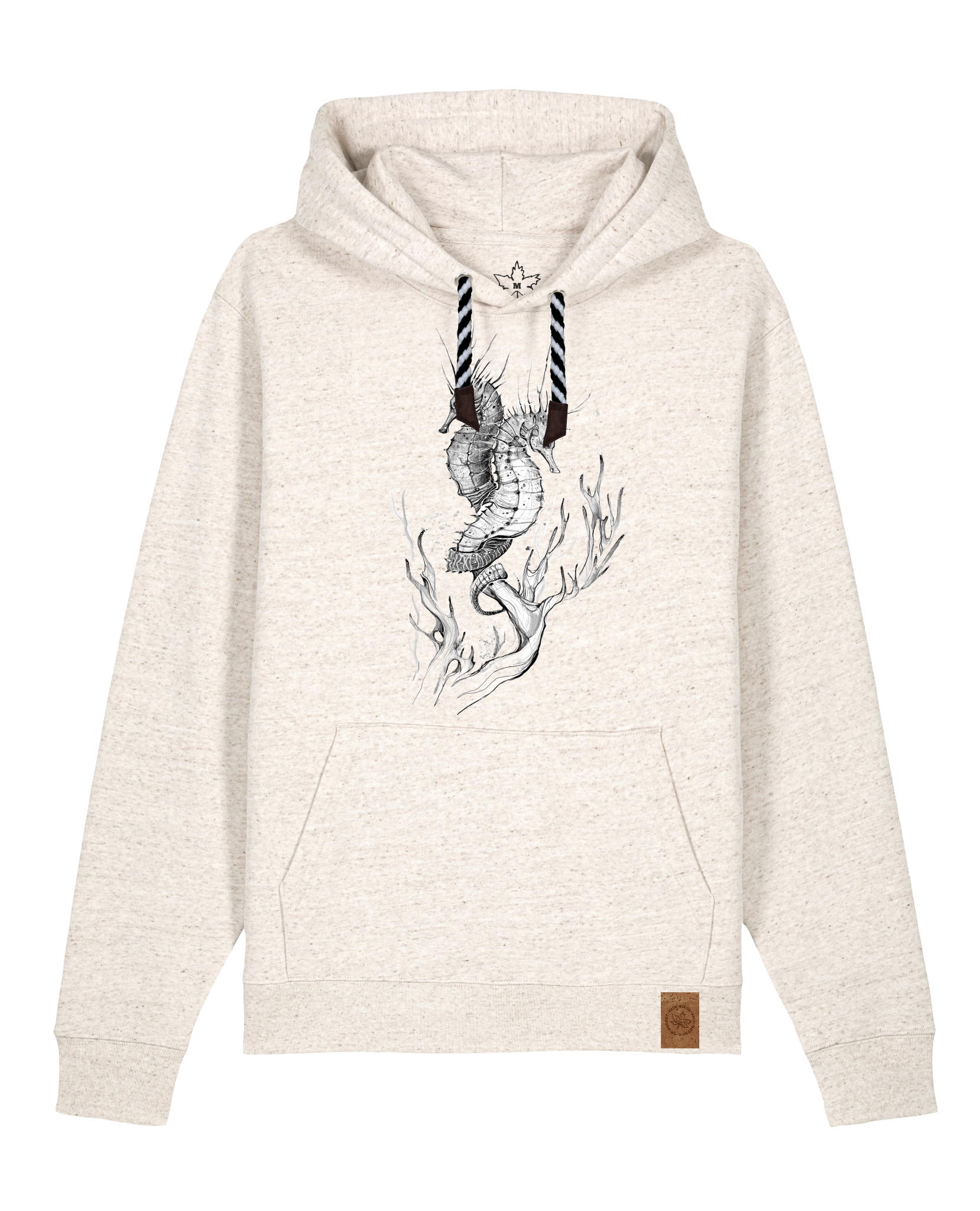 bio-unisex-medium fit-hoodie-seepferdchen-stsu177-elbsandstein-sw kordel-front