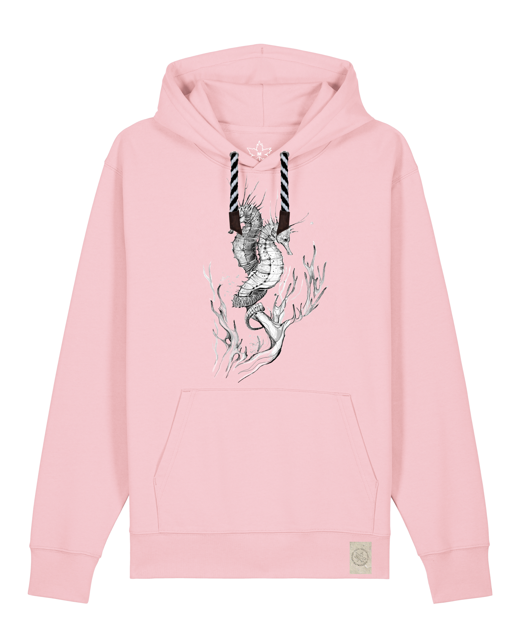 bio-unisex-medium fit-hoodie-seepferdchen-stsu177-flamingo-sw kordel-front