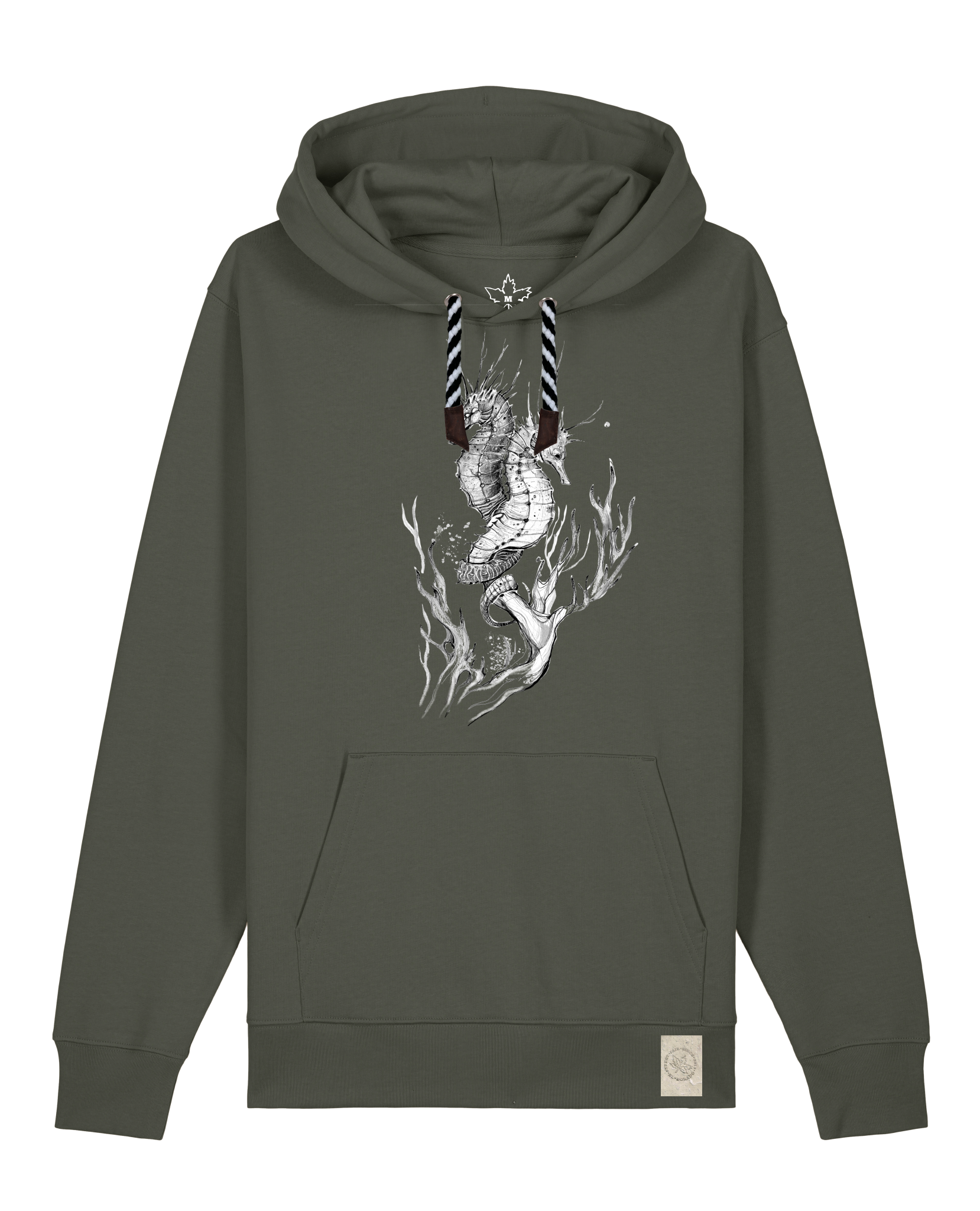 bio-unisex-medium fit-hoodie-seepferdchen-stsu177-grunkohl-sw kordel-front