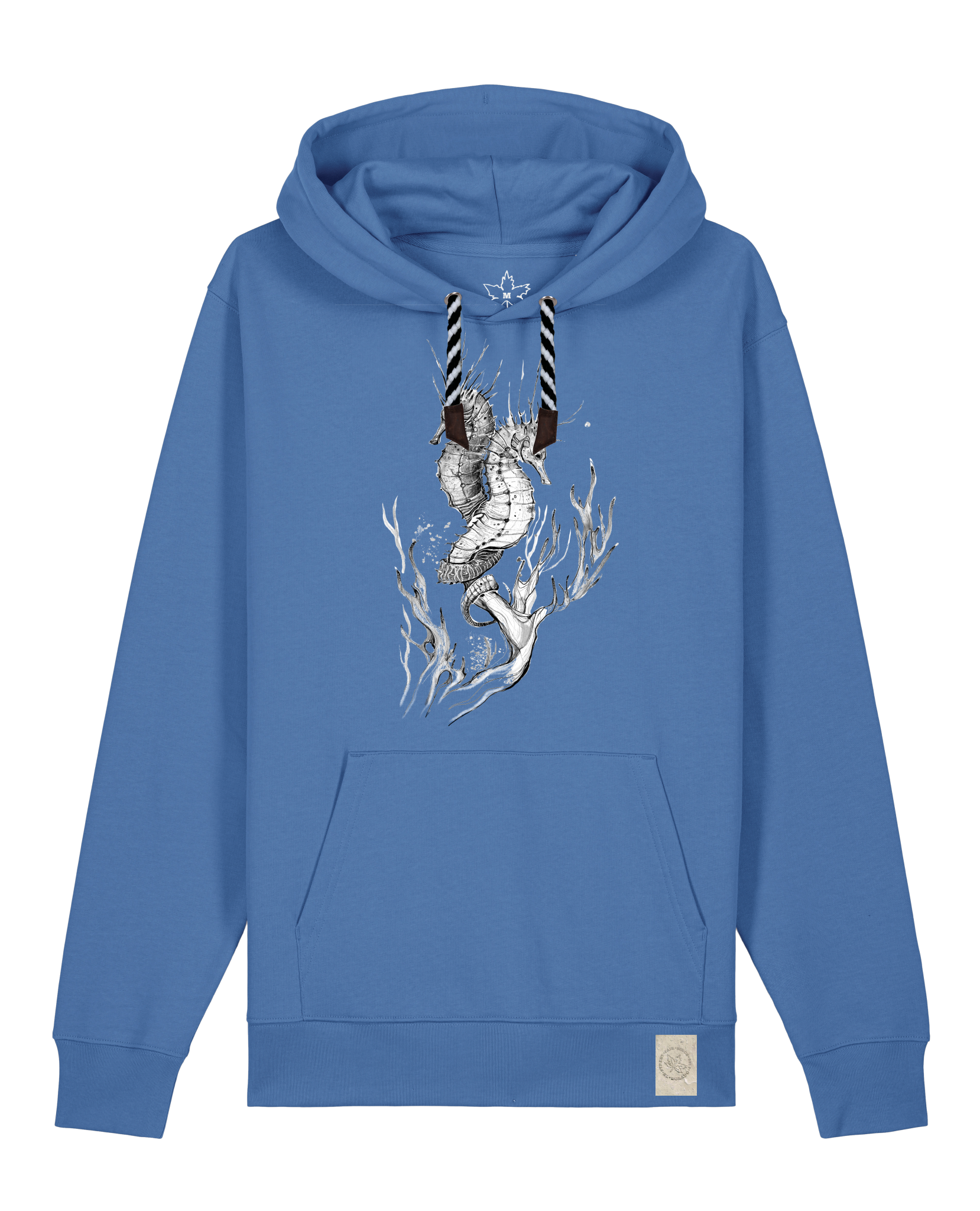 bio-unisex-medium fit-hoodie-seepferdchen-stsu177-hortensie-sw kordel-front