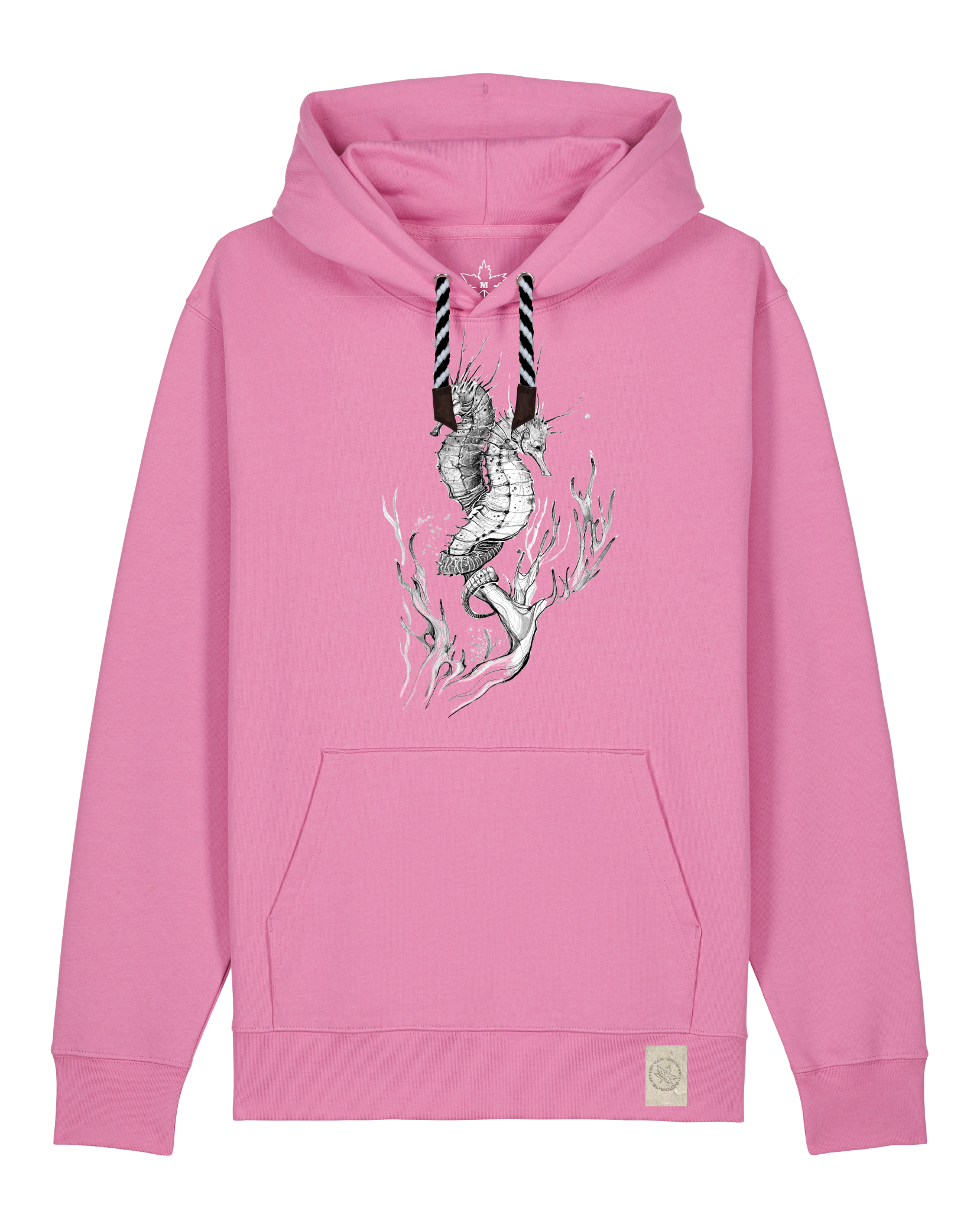 bio-unisex-medium fit-hoodie-seepferdchen-stsu177-kaugummi-sw kordel-front