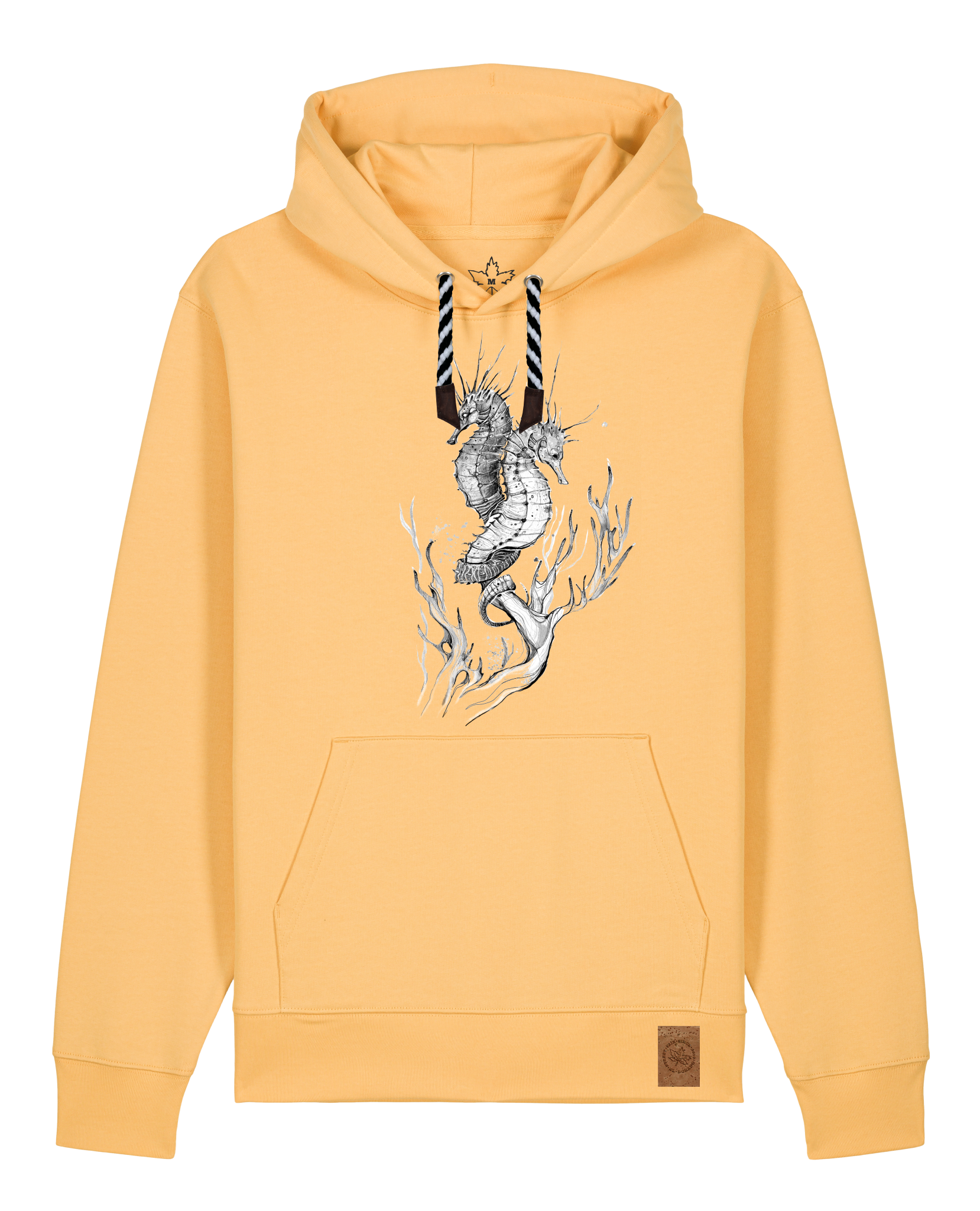 bio-unisex-medium fit-hoodie-seepferdchen-stsu177-senfkorn-sw kordel-front