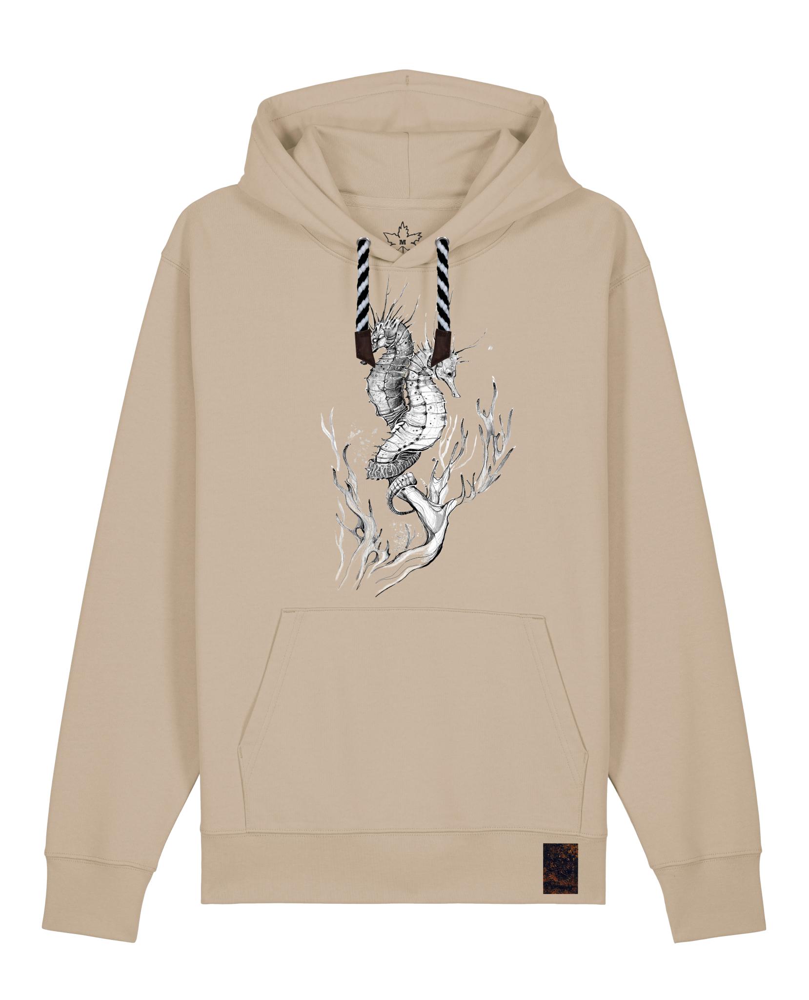 bio-unisex-medium fit-hoodie-seepferdchen-stsu177-treibsand-sw kordel-front