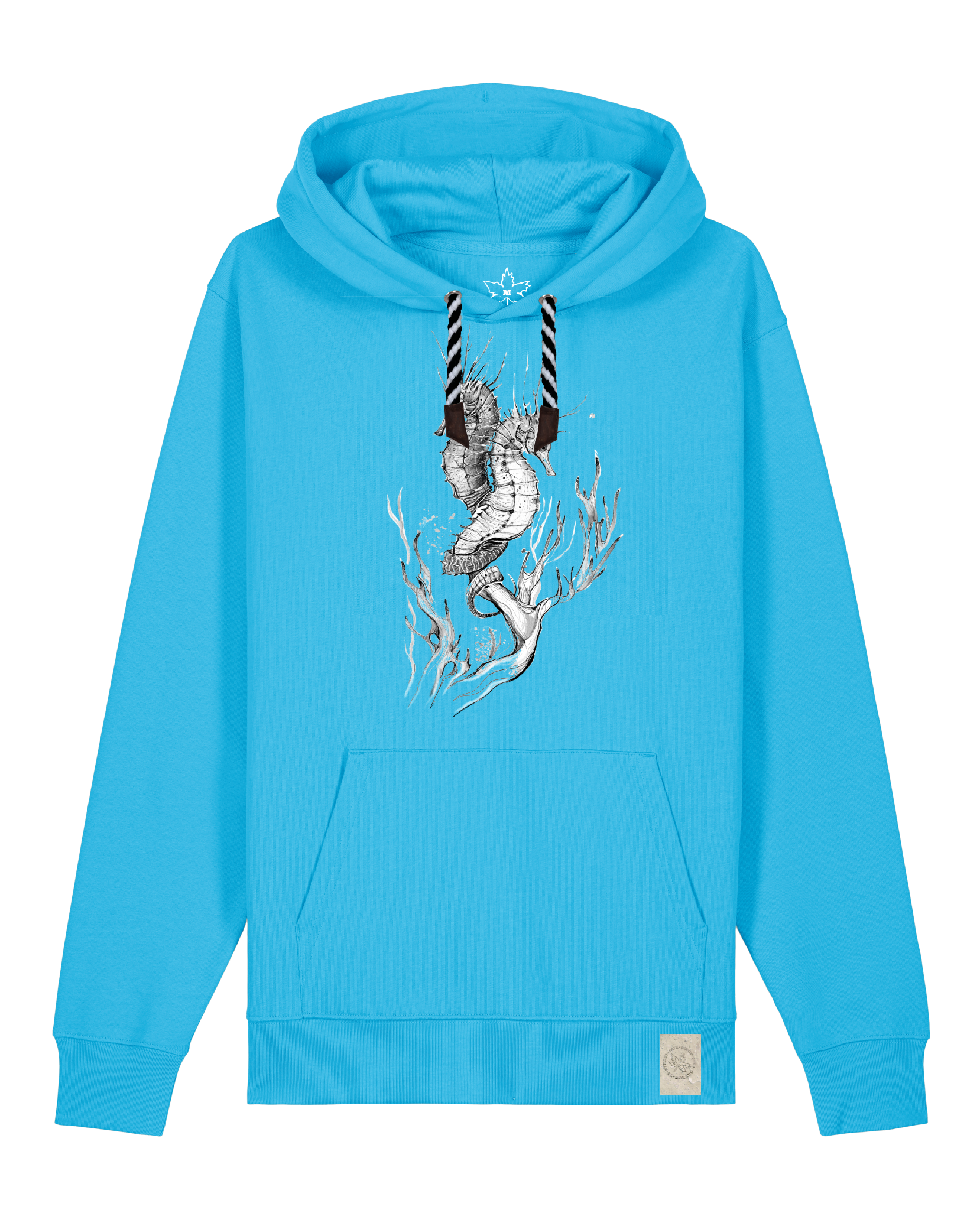 bio-unisex-medium fit-hoodie-seepferdchen-stsu177-wasserblau-sw kordel-front