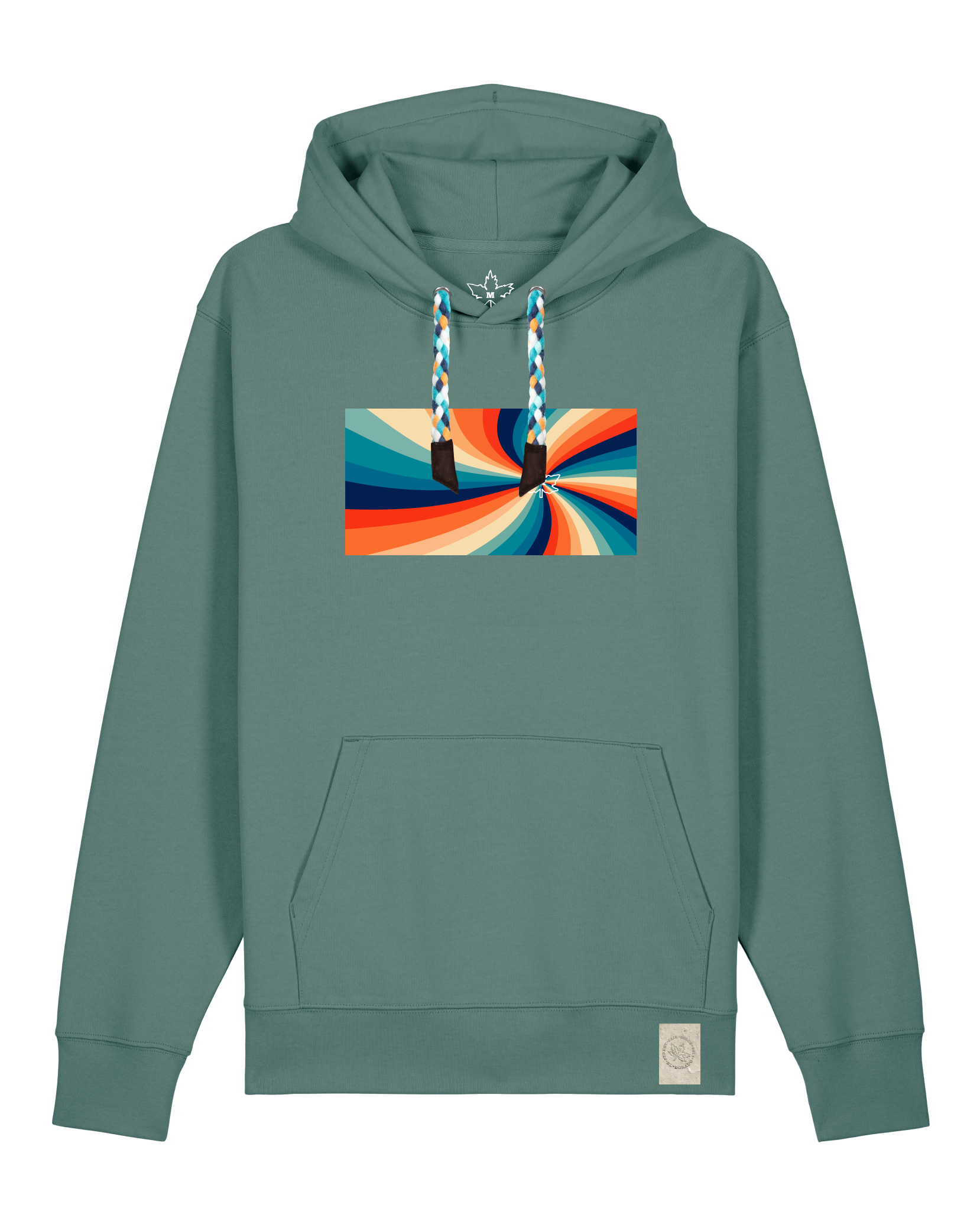 bio-unisex-medium fit-hoodie-six tees-stsu177-blautanne-blaue kordel-front