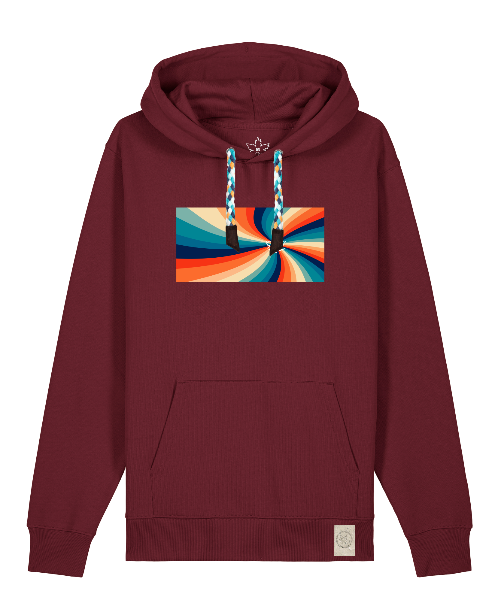 bio-unisex-medium fit-hoodie-six tees-stsu177-burgunder rot-blaue kordel-front