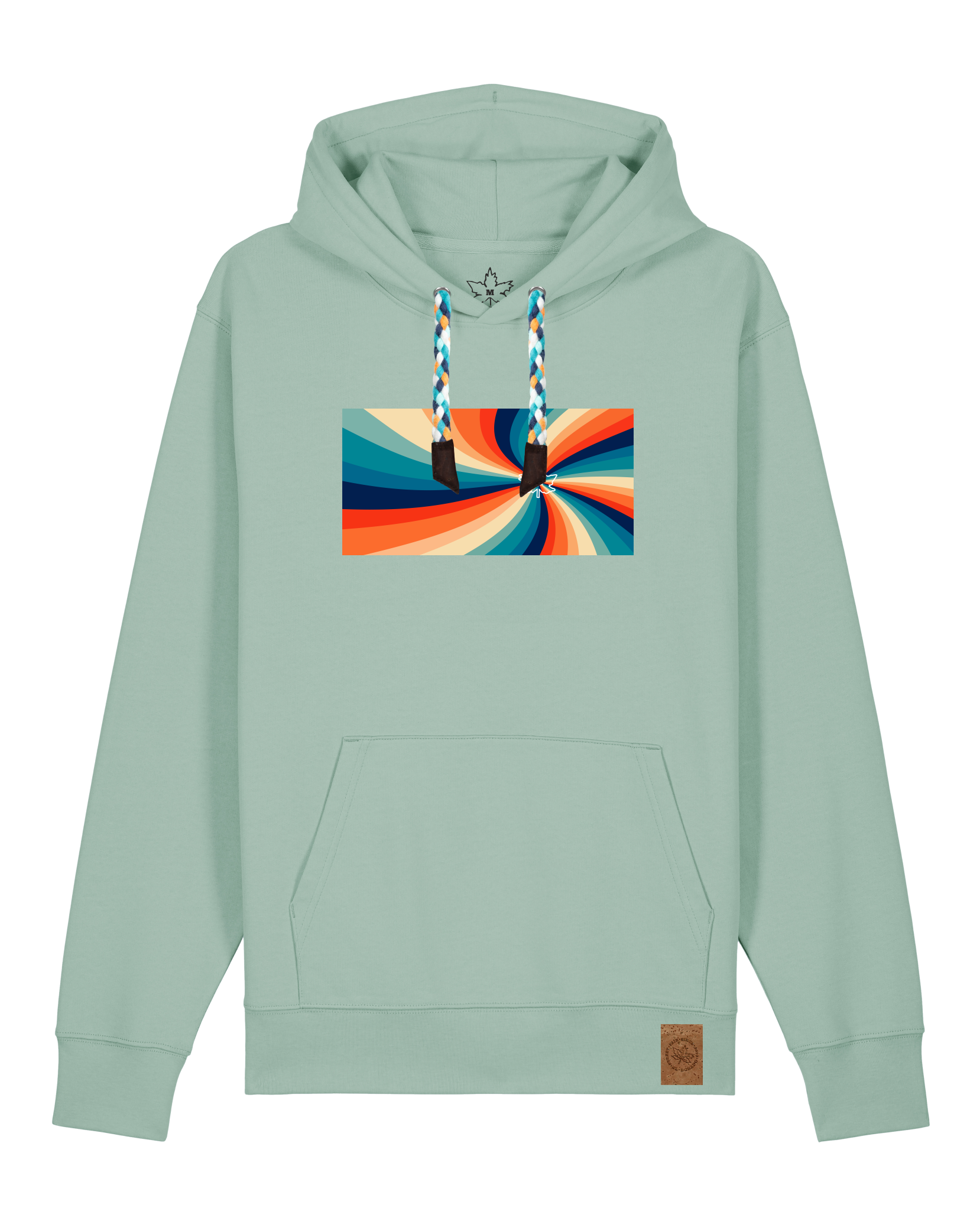 bio-unisex-medium fit-hoodie-six tees-stsu177-eukalyptus-blaue kordel-front