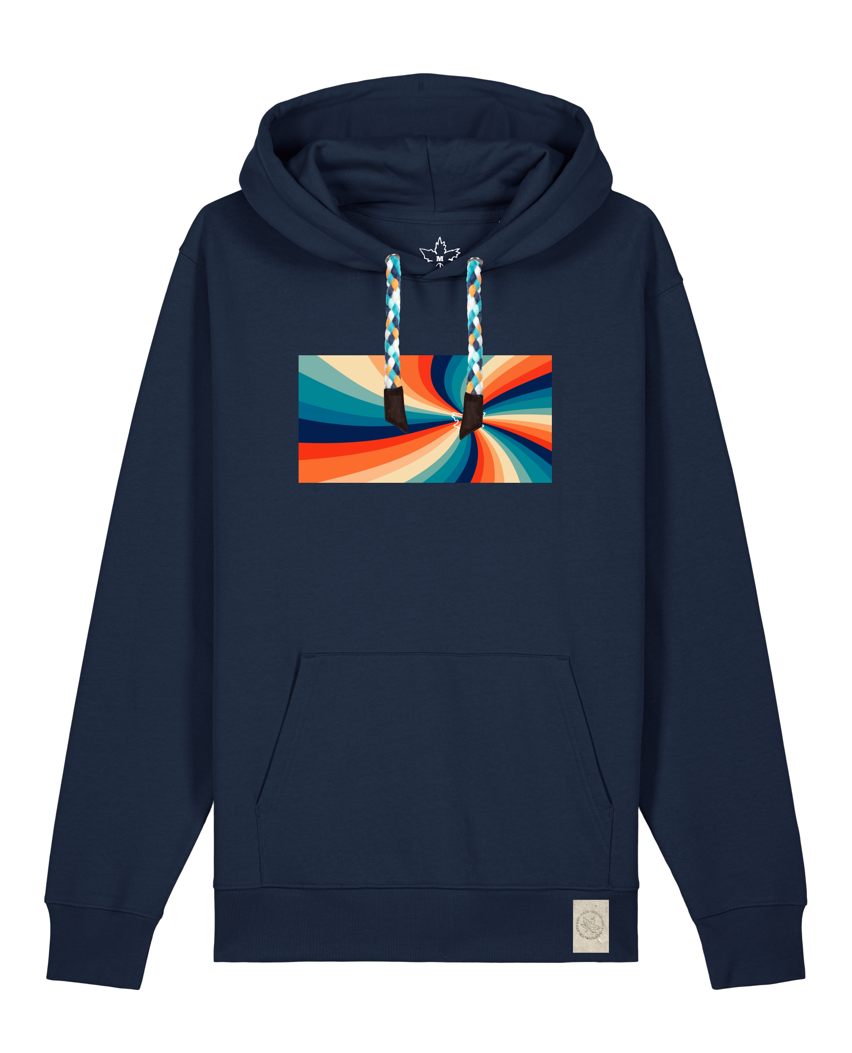 bio-unisex-medium fit-hoodie-six tees-stsu177-marine-blaue kordel-front