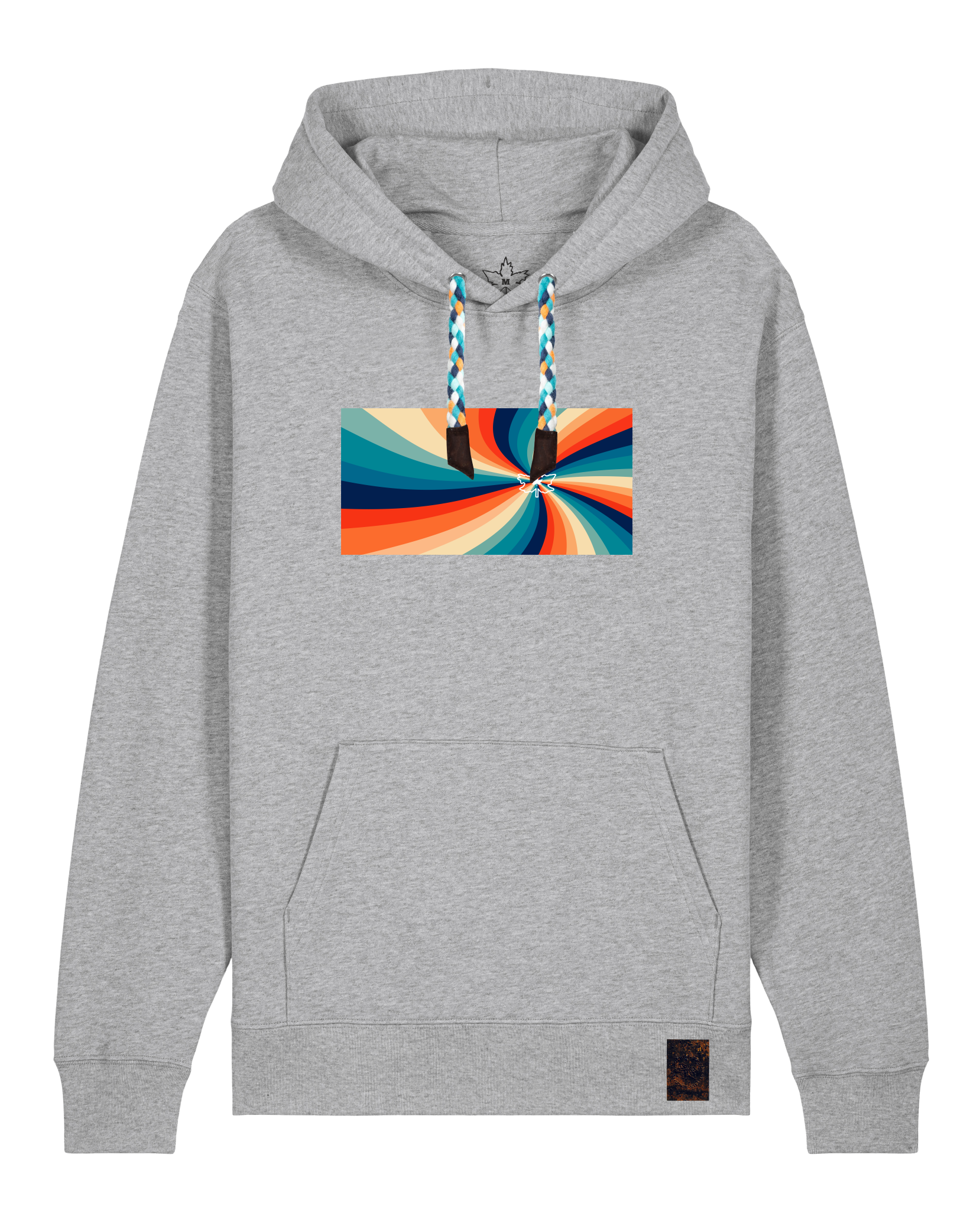 bio-unisex-medium fit-hoodie-six tees-stsu177-mausgrau-blaue kordel-front