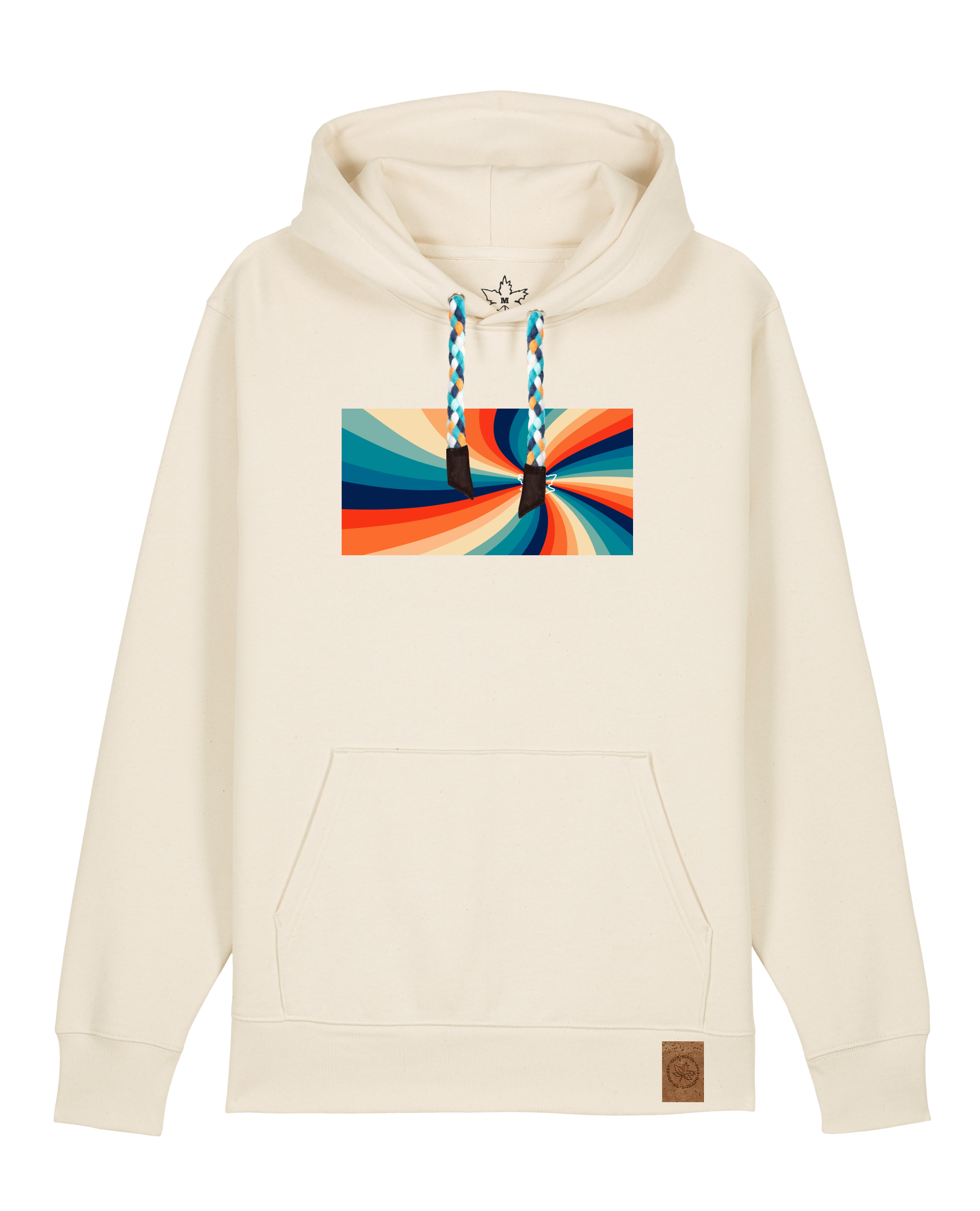 bio-unisex-medium fit-hoodie-six tees-stsu177-natur-blaue kordel-front