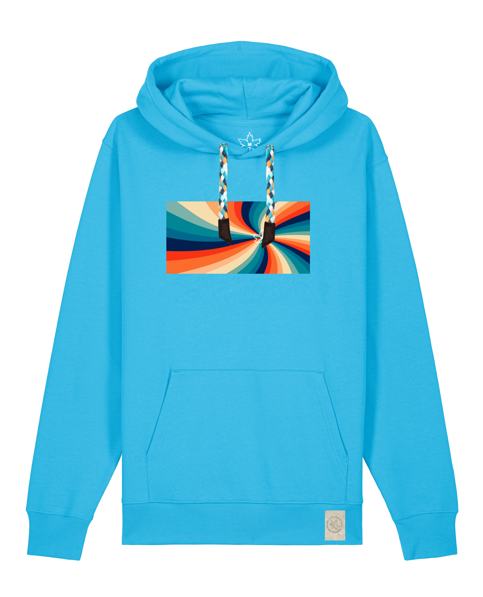 bio-unisex-medium fit-hoodie-six tees-stsu177-wasserblau-blaue kordel-front