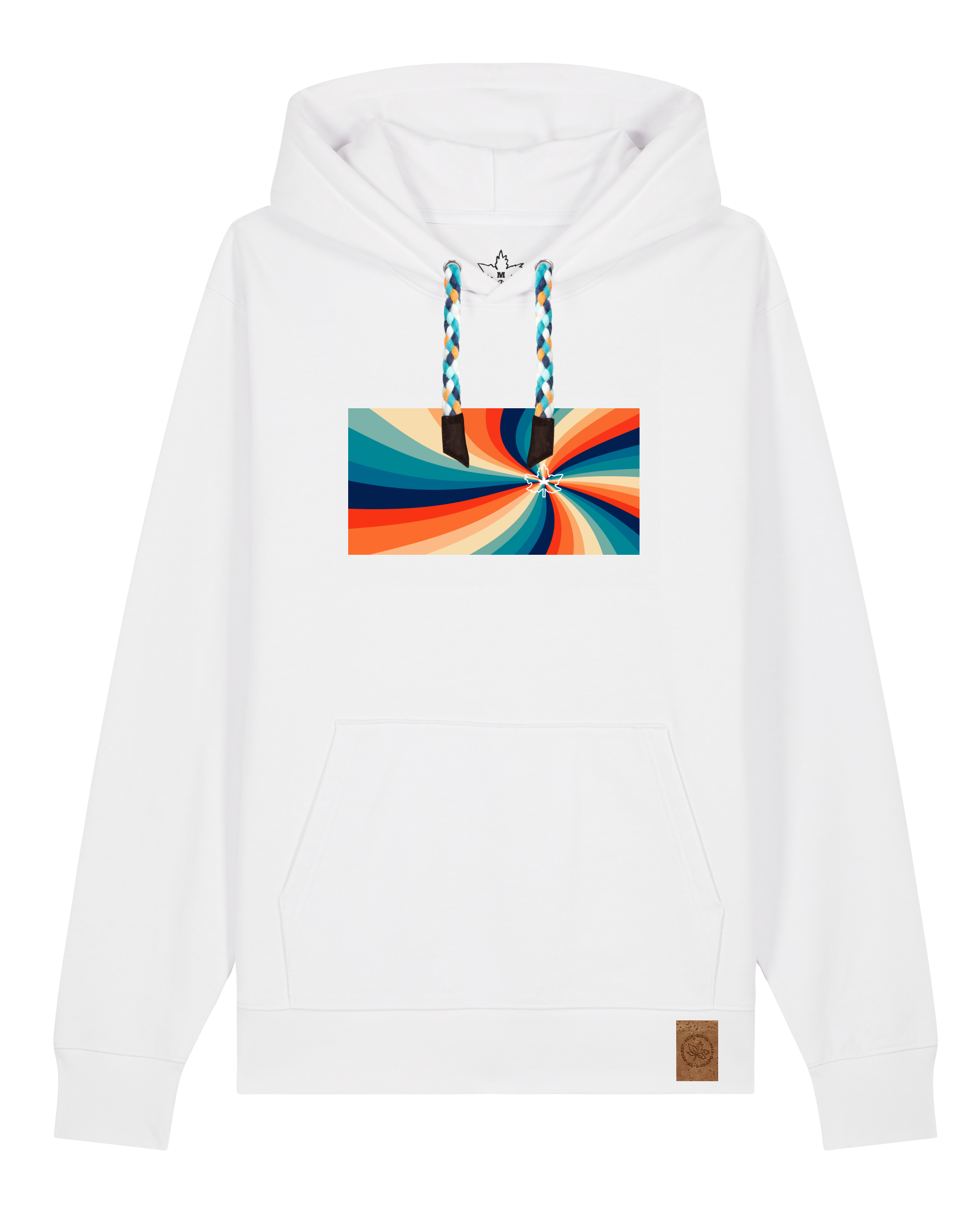 bio-unisex-medium fit-hoodie-six tees-stsu177-weiß-blaue kordel-front