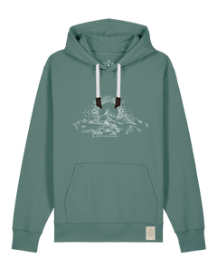 bio-unisex-medium fit-hoodie-skizzle mounty-stsu177-blautanne-weiße kordel-front