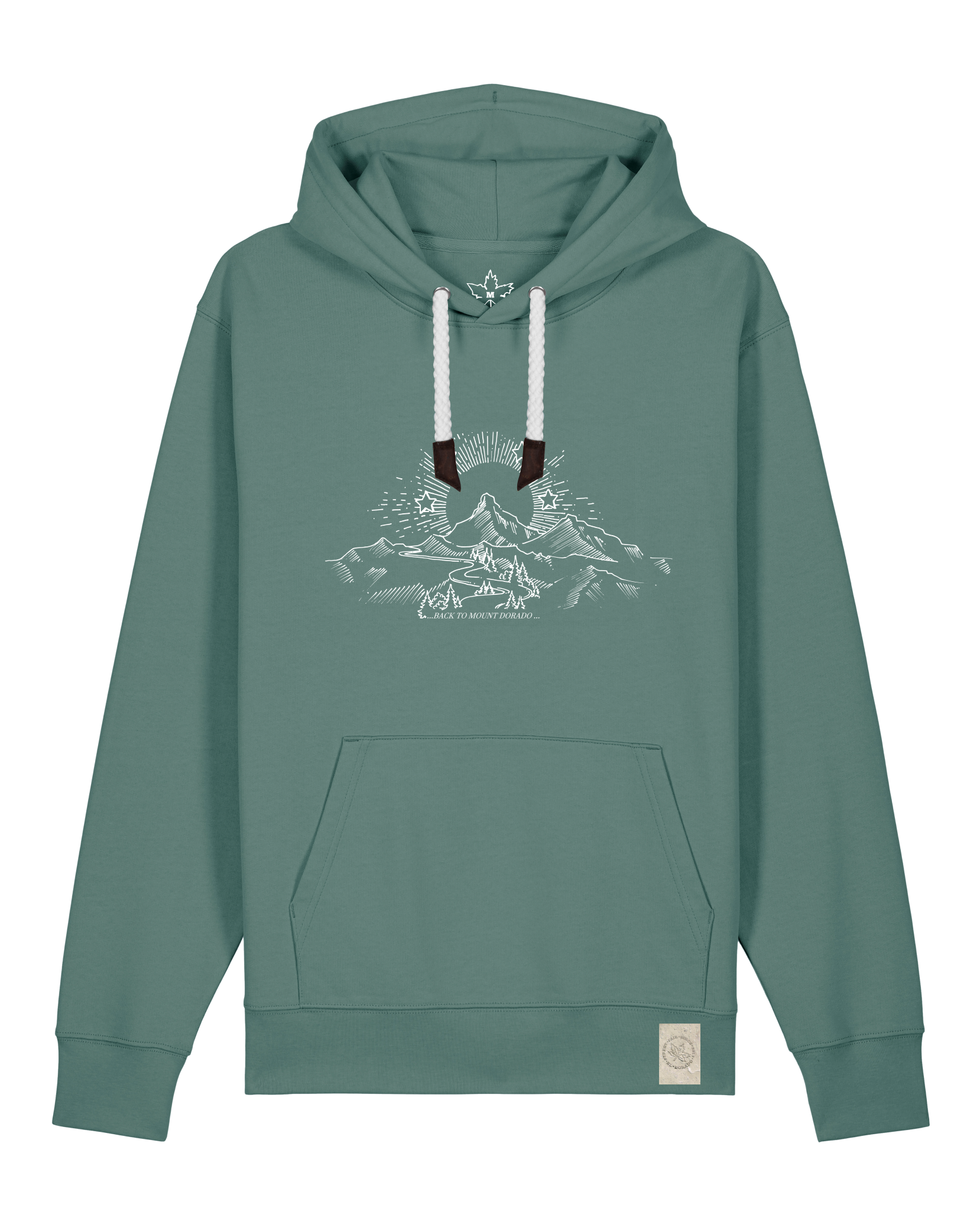 bio-unisex-medium fit-hoodie-skizzle mounty-stsu177-blautanne-weiße kordel-front