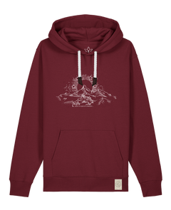 bio-unisex-medium fit-hoodie-skizzle mounty-stsu177-burgunder rot-weiße kordel-front