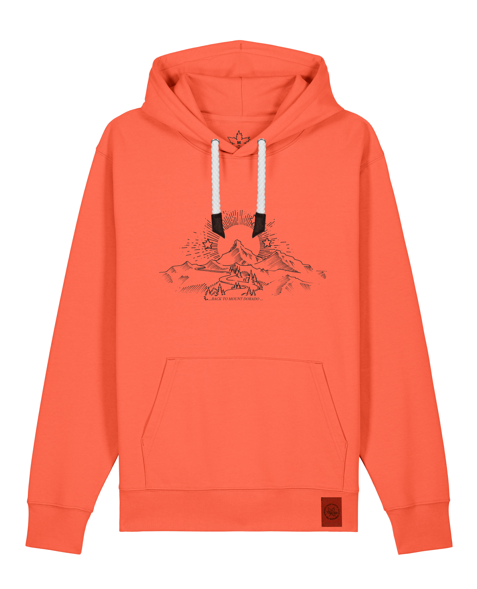 bio-unisex-medium fit-hoodie-skizzle mounty-stsu177-mandarine-weiße kordel-front