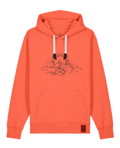 bio-unisex-medium fit-hoodie-skizzle mounty-stsu177-mandarine-weiße kordel-front