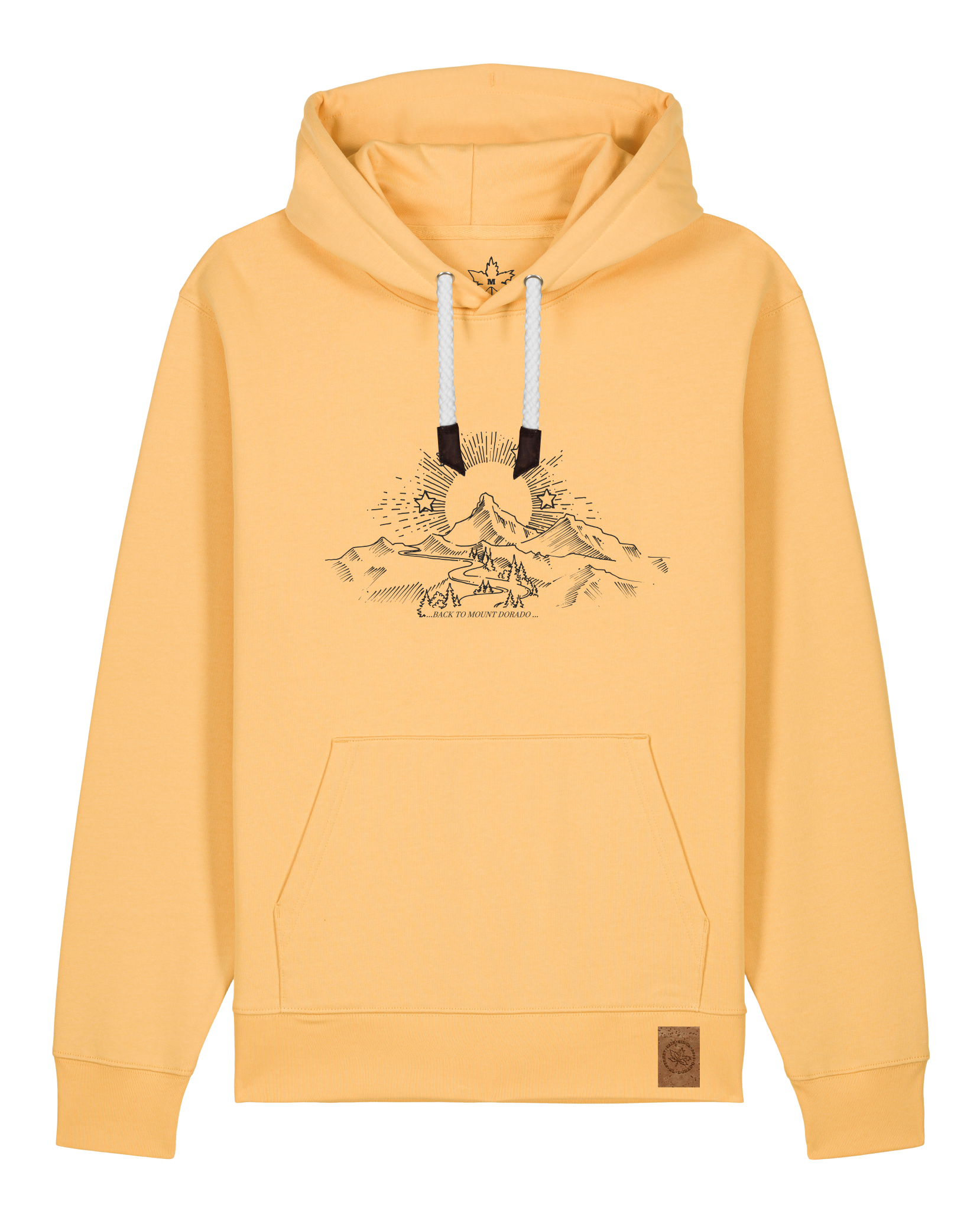 bio-unisex-medium fit-hoodie-skizzle mounty-stsu177-senfkorn-weiße kordel-front