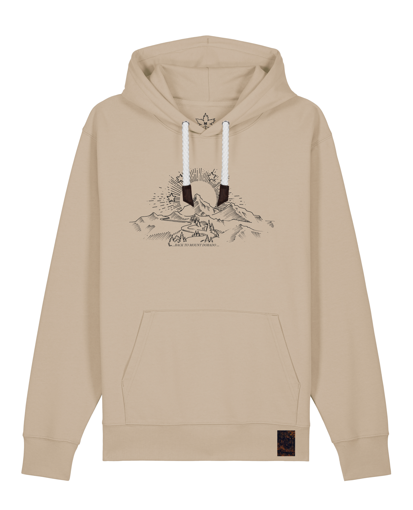 bio-unisex-medium fit-hoodie-skizzle mounty-stsu177-treibsand-weiße kordel-front