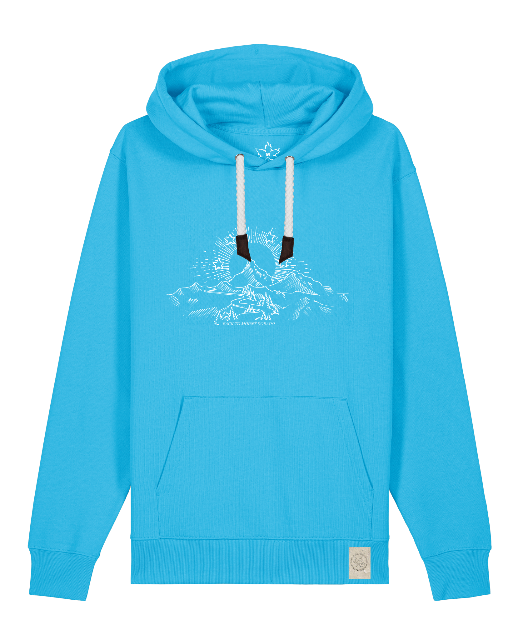 bio-unisex-medium fit-hoodie-skizzle mounty-stsu177-wasserblau-weiße kordel-front