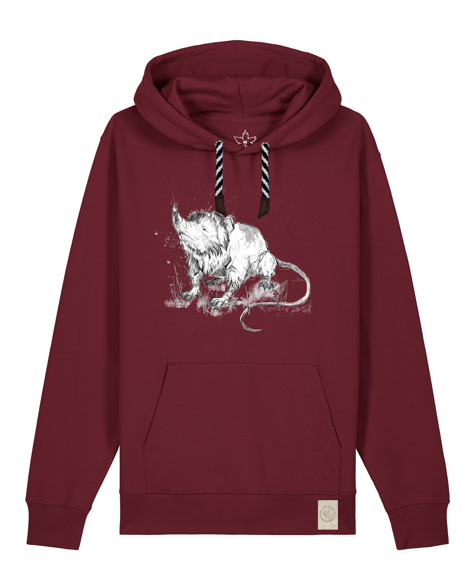 bio-unisex-medium fit-hoodie-solenodon-stsu177-burgunder rot-sw kordel-front