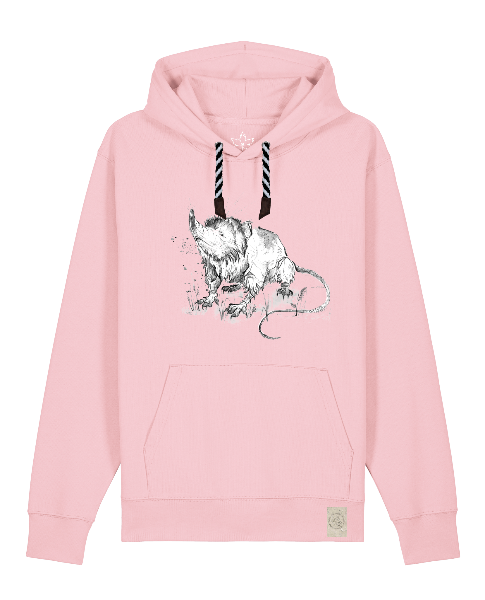 bio-unisex-medium fit-hoodie-solenodon-stsu177-flamingo-sw kordel-front