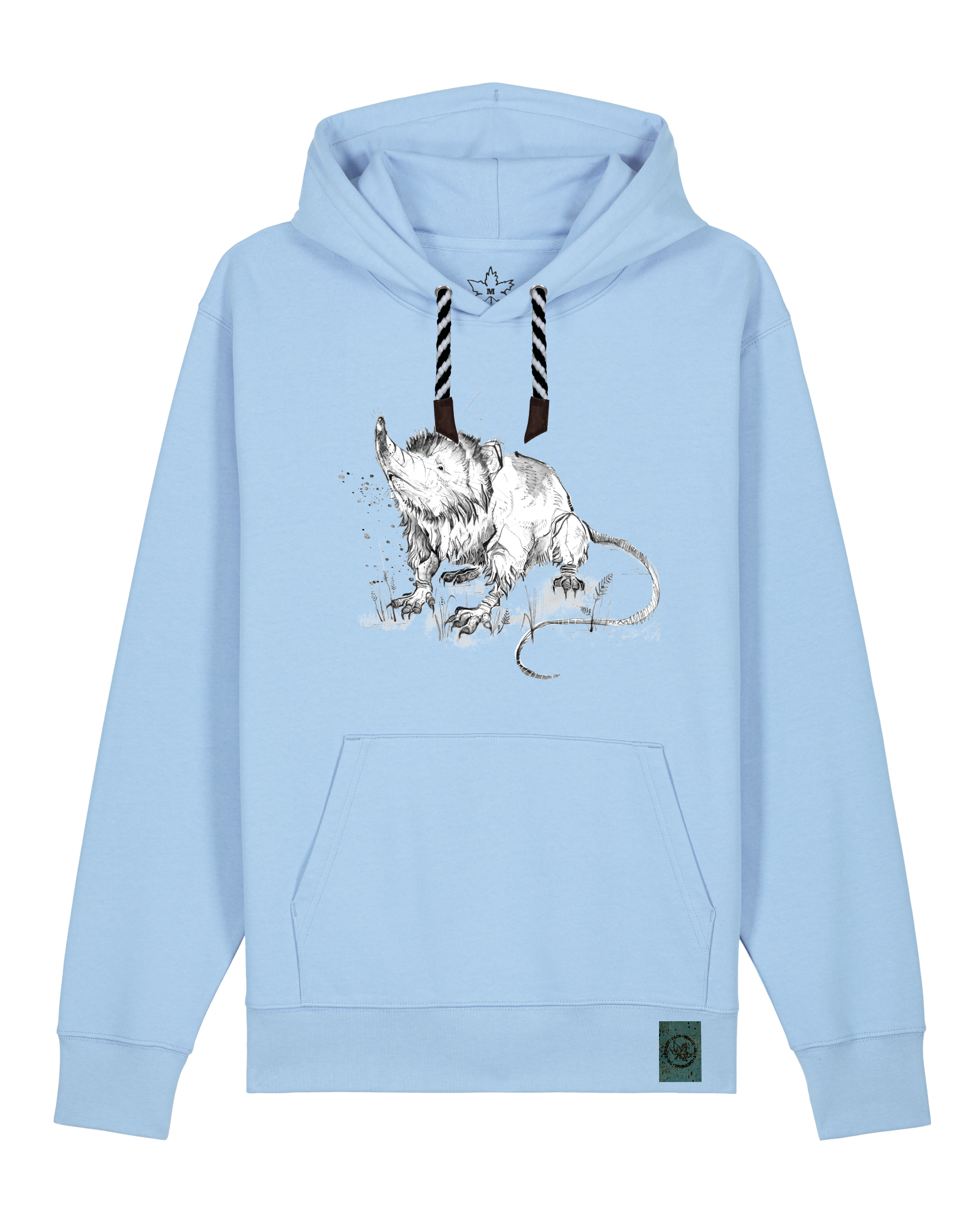 bio-unisex-medium fit-hoodie-solenodon-stsu177-lagune-sw kordel-front