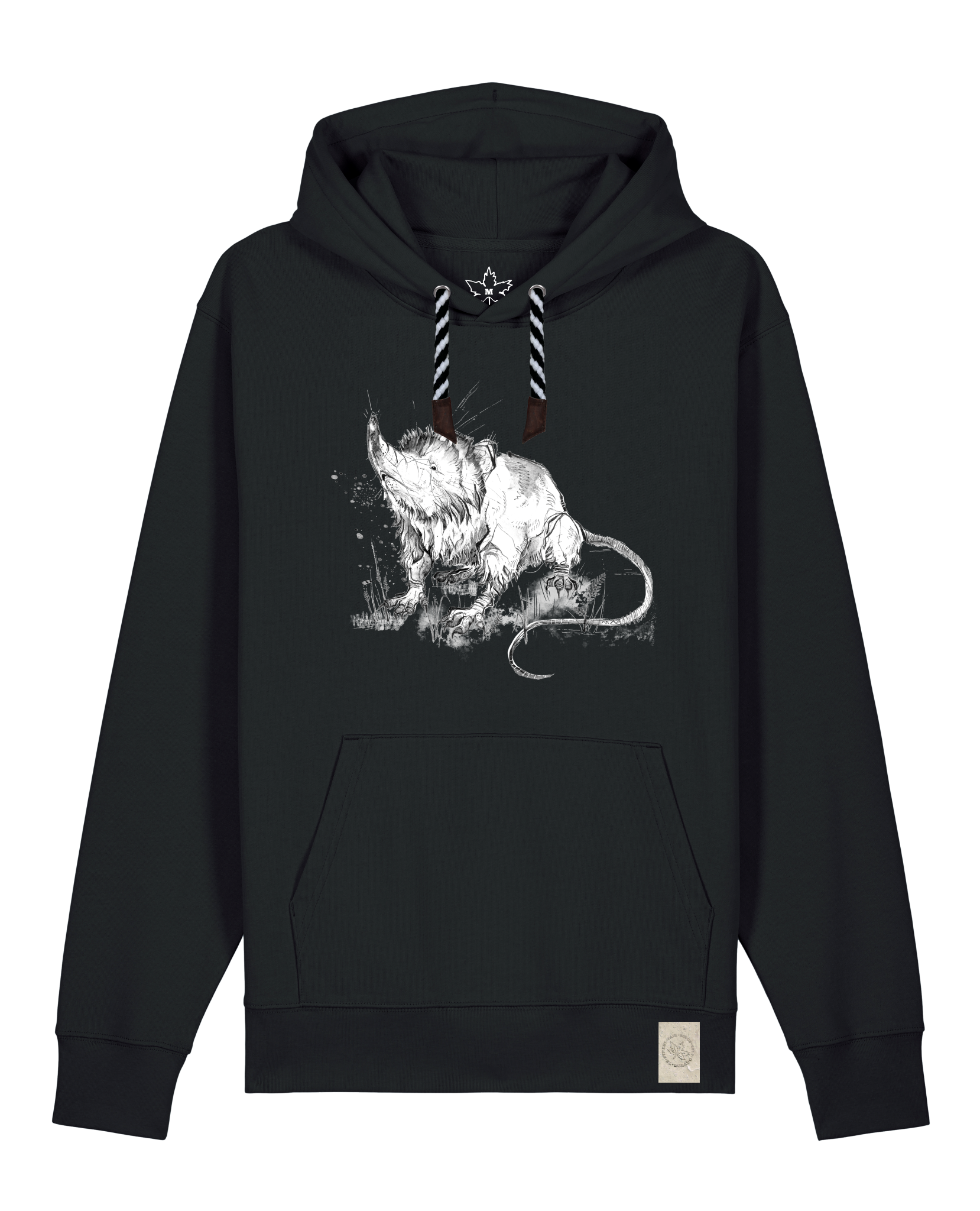 bio-unisex-medium fit-hoodie-solenodon-stsu177-schwarz-sw kordel-front