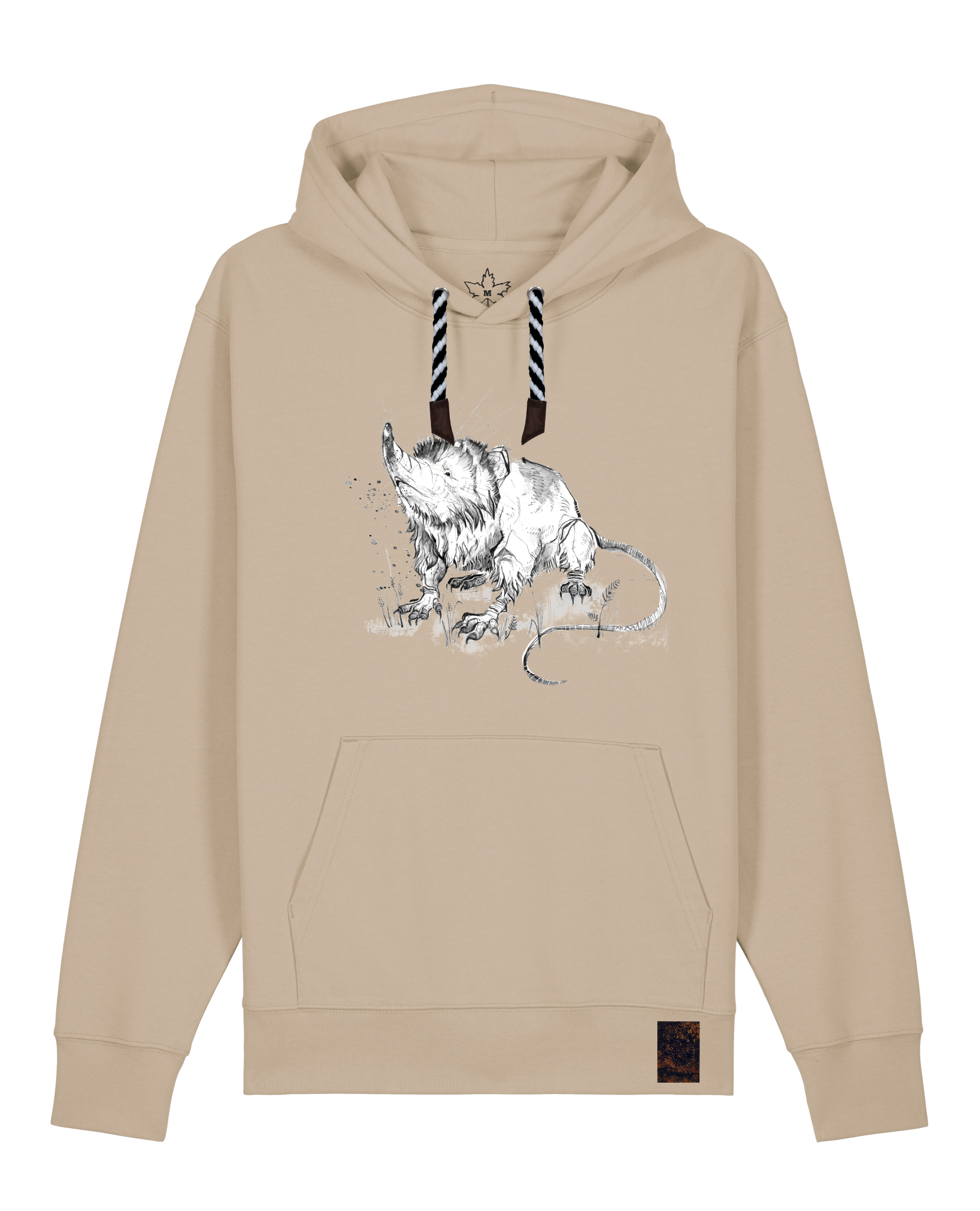 bio-unisex-medium fit-hoodie-solenodon-stsu177-treibsand-sw kordel-front