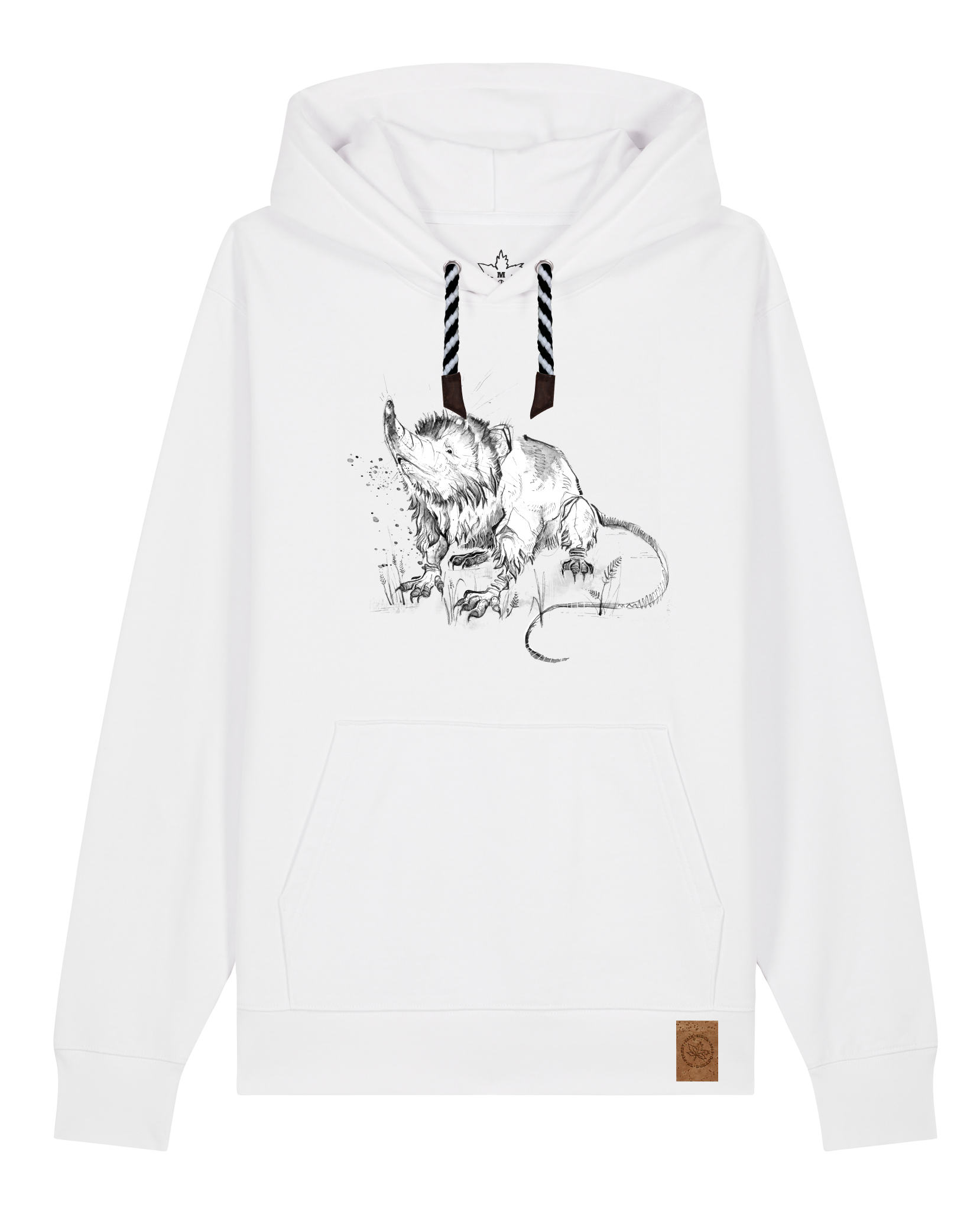 bio-unisex-medium fit-hoodie-solenodon-stsu177-weiß-sw kordel-front