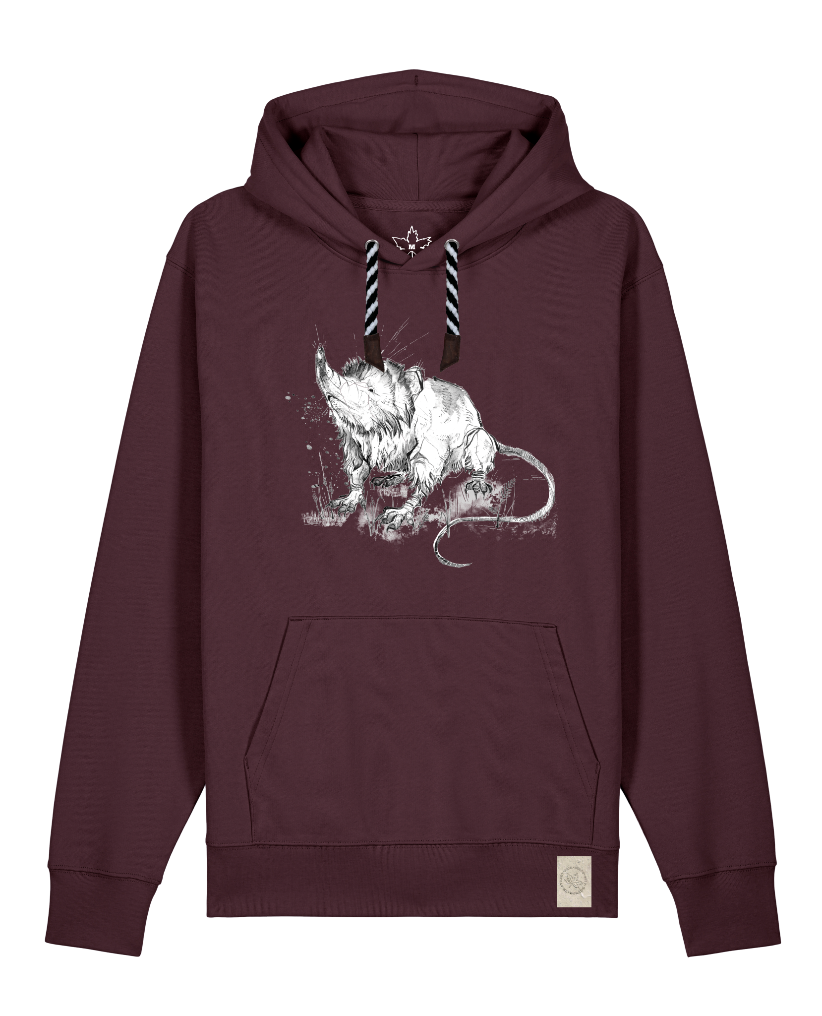 bio-unisex-medium fit-hoodie-solenodon-stsu177-zartbitter-sw kordel-front