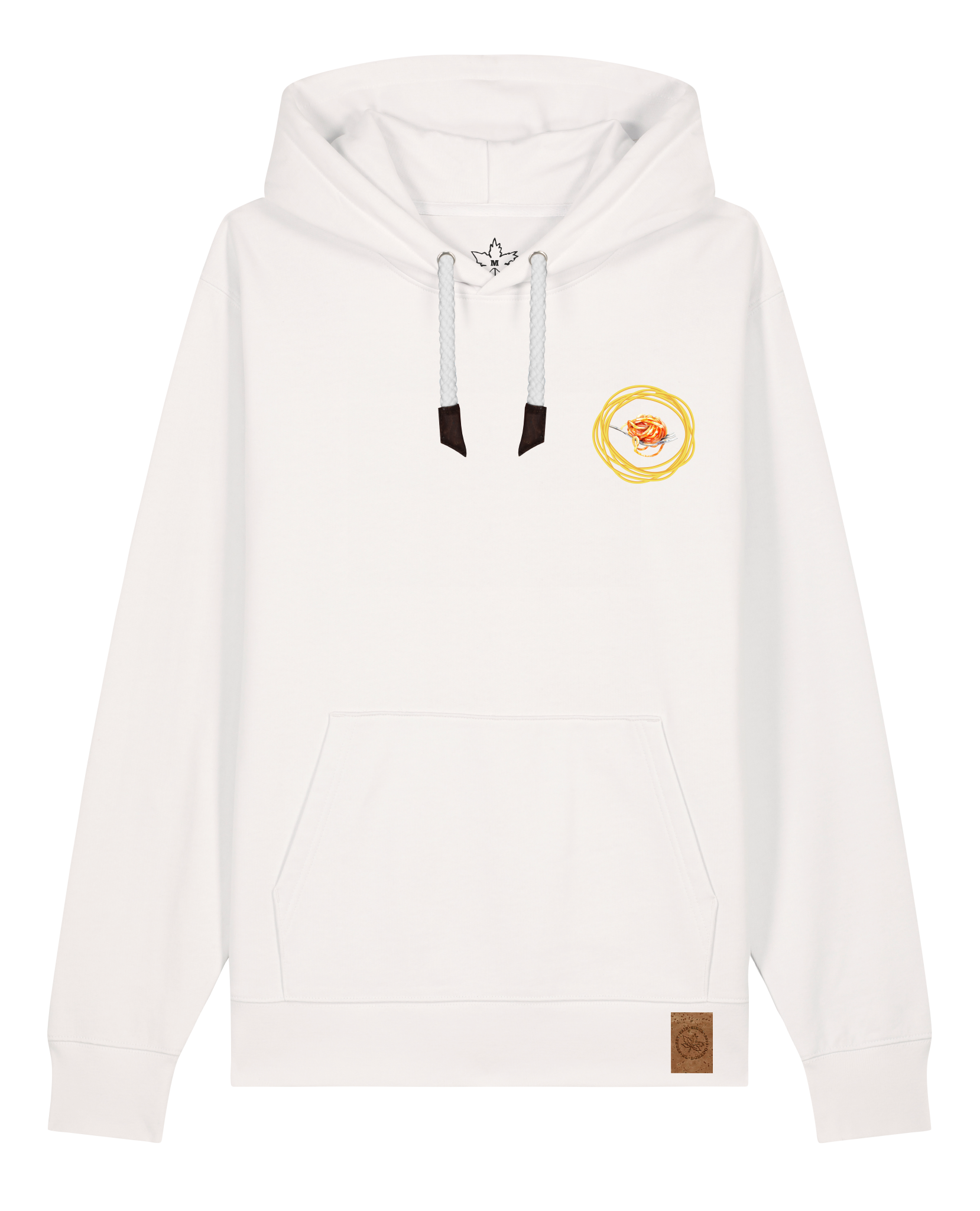 bio-unisex-medium fit-hoodie-spaghetti (backrpint)-stsu177-bio ei-weiße kordel-front