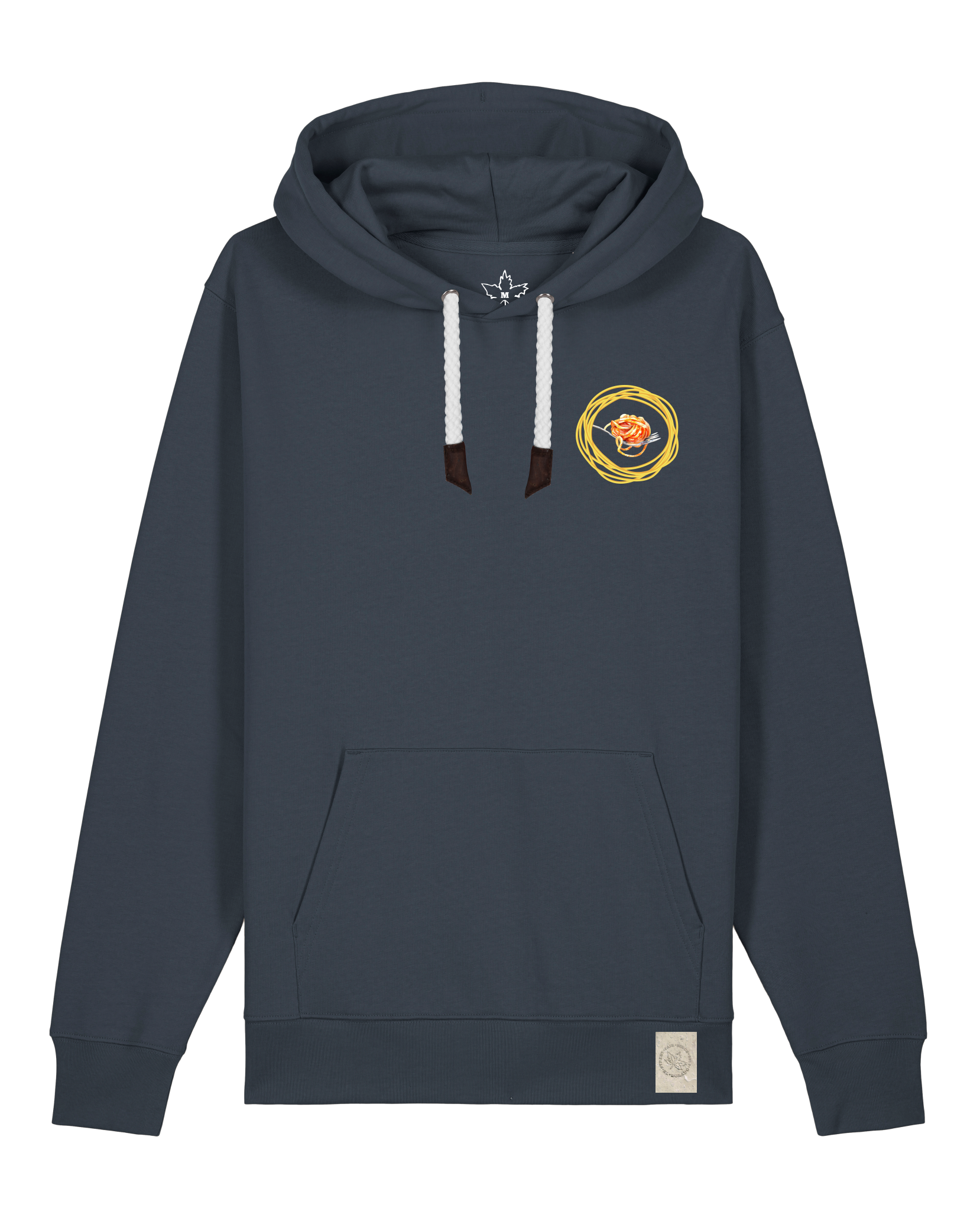 bio-unisex-medium fit-hoodie-spaghetti (backrpint)-stsu177-blaubeernacht-weiße kordel-front