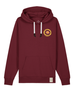 bio-unisex-medium fit-hoodie-spaghetti (backrpint)-stsu177-burgunder rot-weiße kordel-front