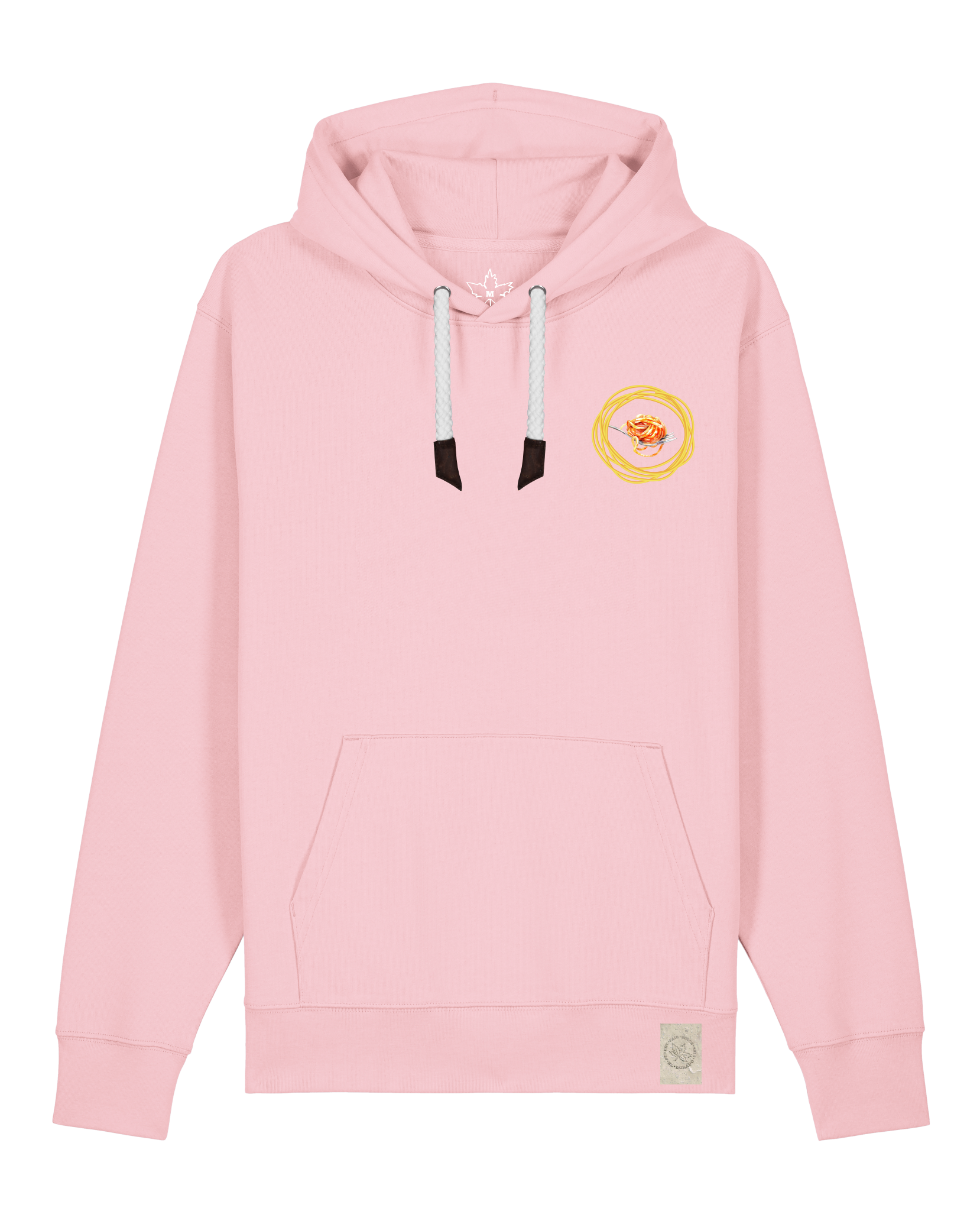 bio-unisex-medium fit-hoodie-spaghetti (backrpint)-stsu177-flamingo-weiße kordel-front
