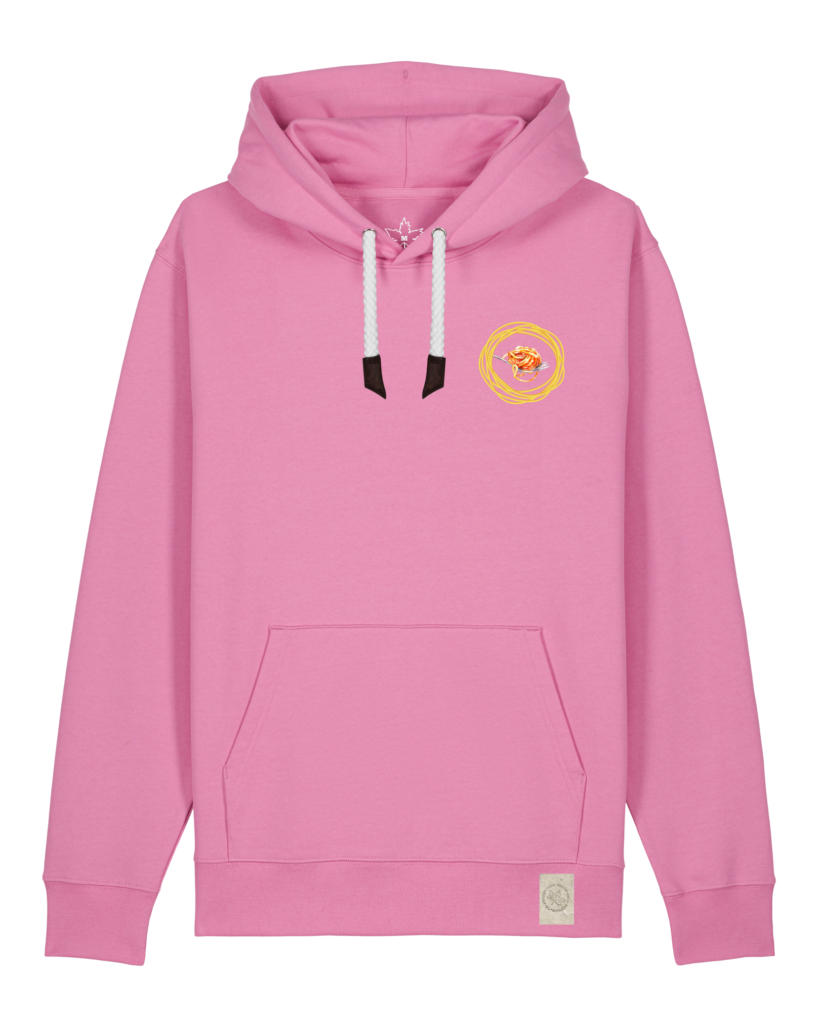 bio-unisex-medium fit-hoodie-spaghetti (backrpint)-stsu177-kaugummi-weiße kordel-front