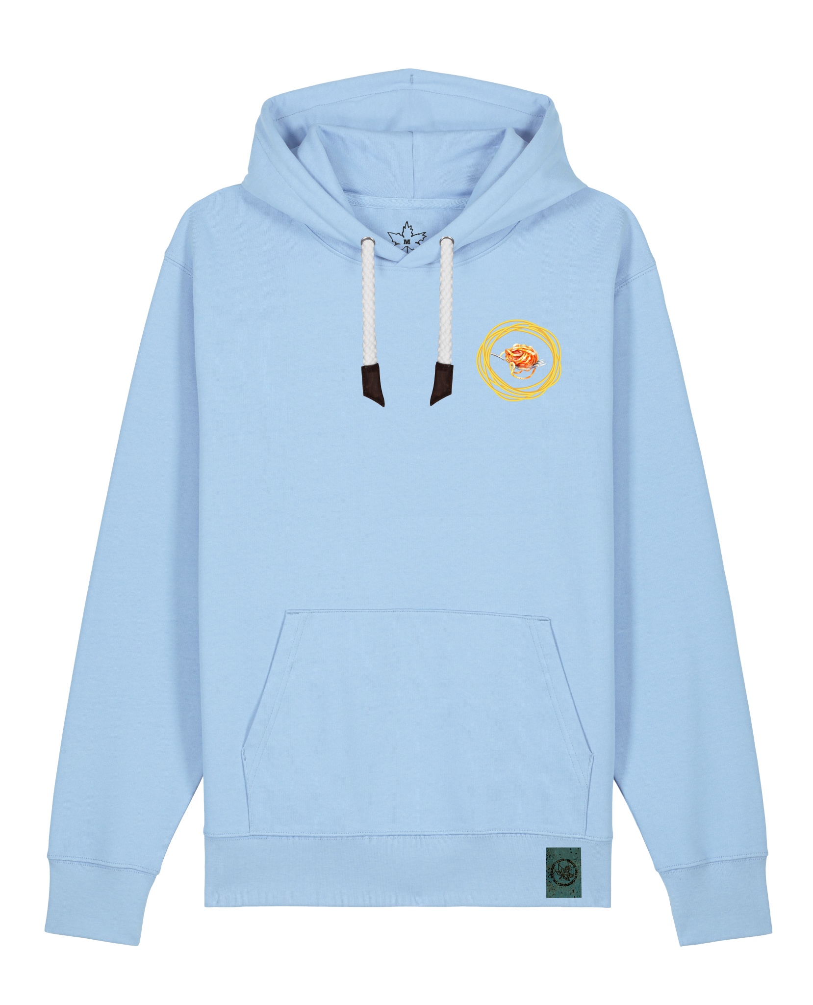 bio-unisex-medium fit-hoodie-spaghetti (backrpint)-stsu177-lagune-weiße kordel-front