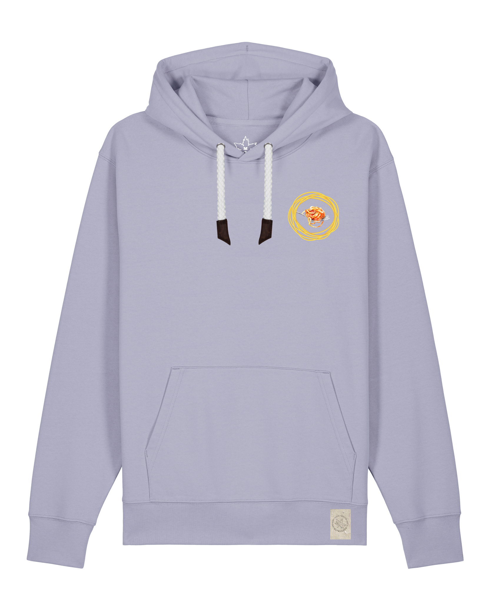 bio-unisex-medium fit-hoodie-spaghetti (backrpint)-stsu177-lavender-weiße kordel-front