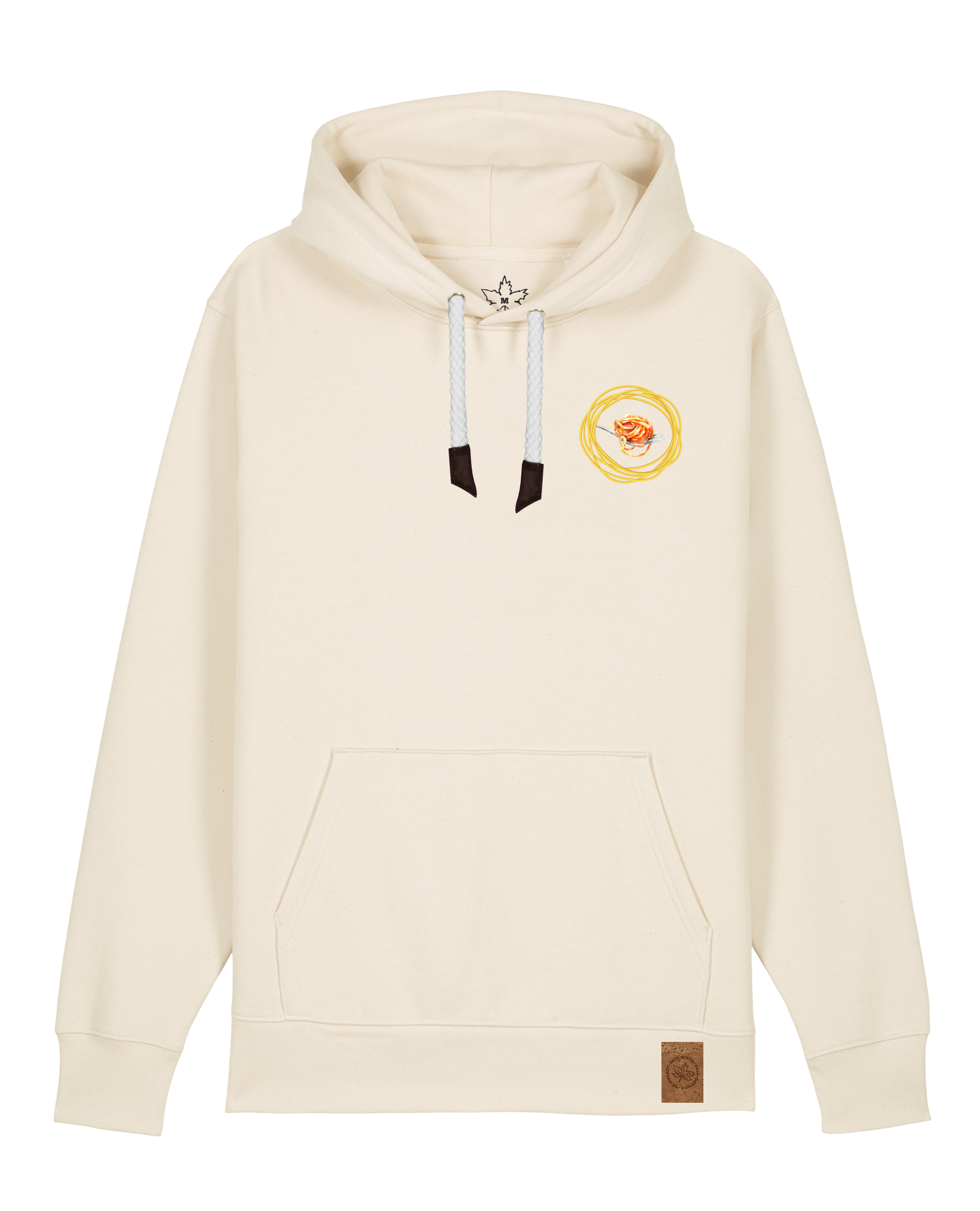 bio-unisex-medium fit-hoodie-spaghetti (backrpint)-stsu177-natur-weiße kordel-front